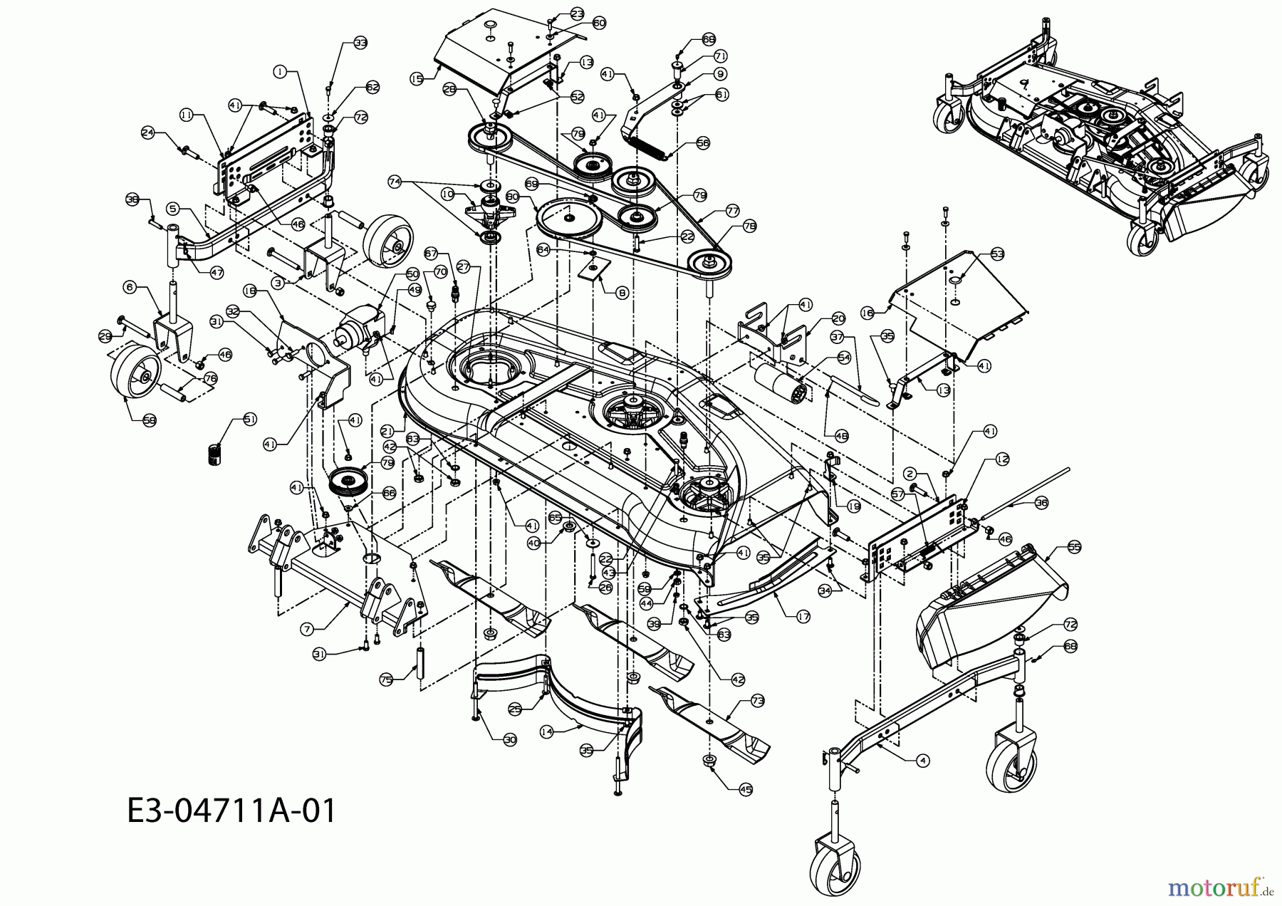  MTD Zubehör Zubehör Kompakttraktoren Mähwerke für CC 5000/6000 Serie (Mähwerk 54