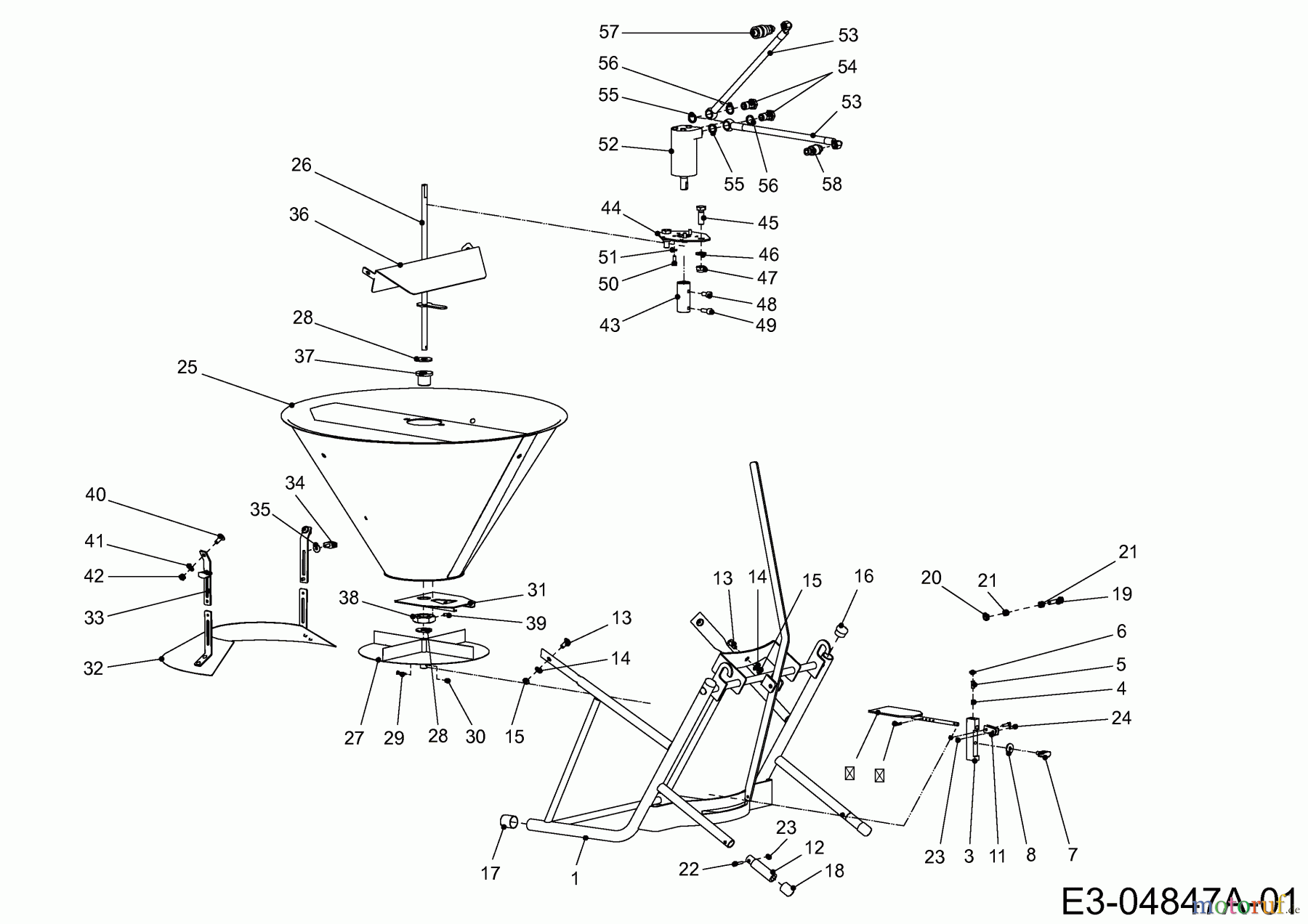  MTD Zubehör Zubehör Kompakttraktoren Streuer für CC 2000 RD Serie, 50 Liter 596-399-600  (2009) Grundgerät