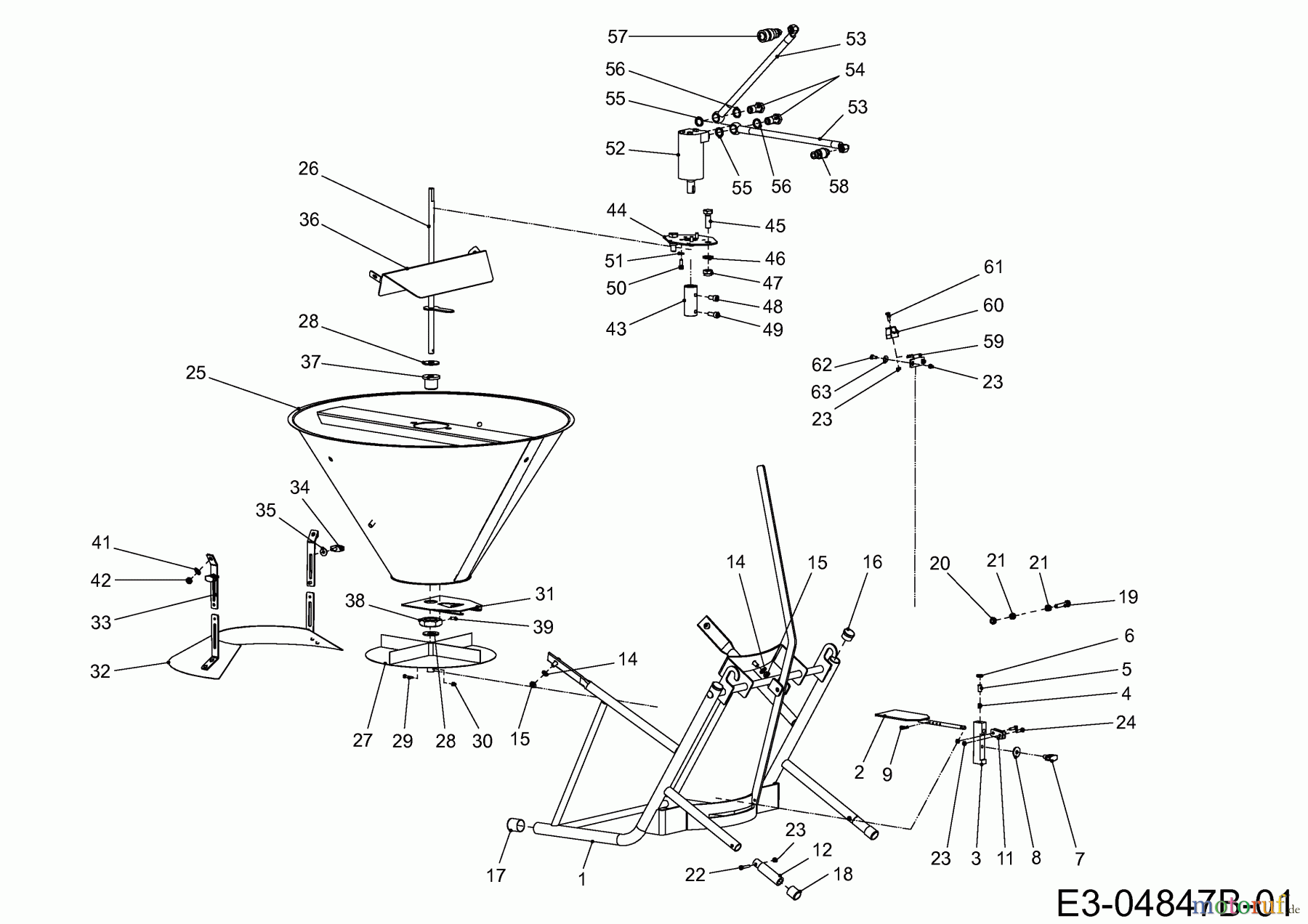MTD Zubehör Zubehör Kompakttraktoren Streuer für CC 2000 RD Serie, 50 Liter 596-399-600 (2013) Grundgerät