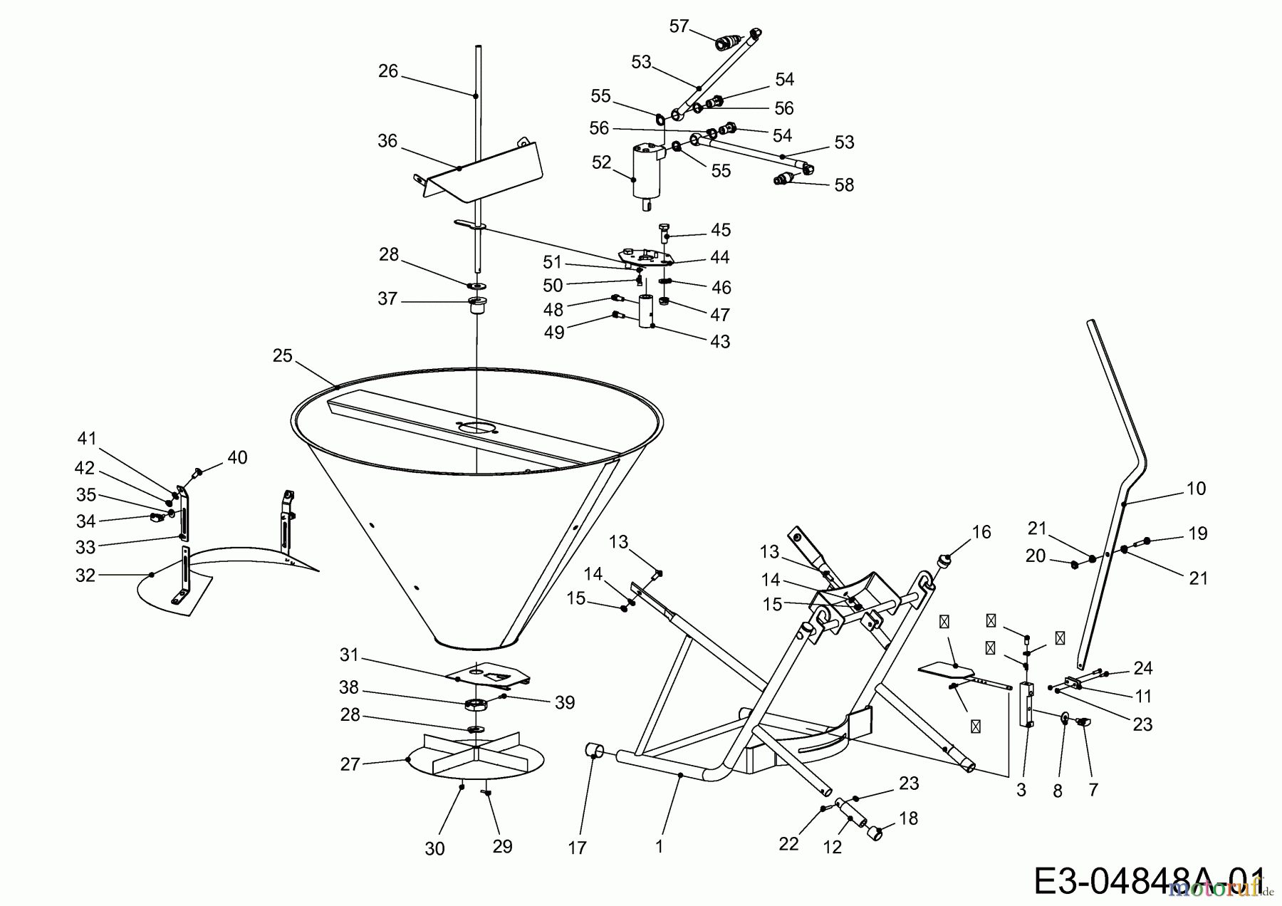 MTD Zubehör Zubehör Kompakttraktoren Streuer für CC 3000 RD Serie, 100 Liter 596-275-600  (2008) Grundgerät