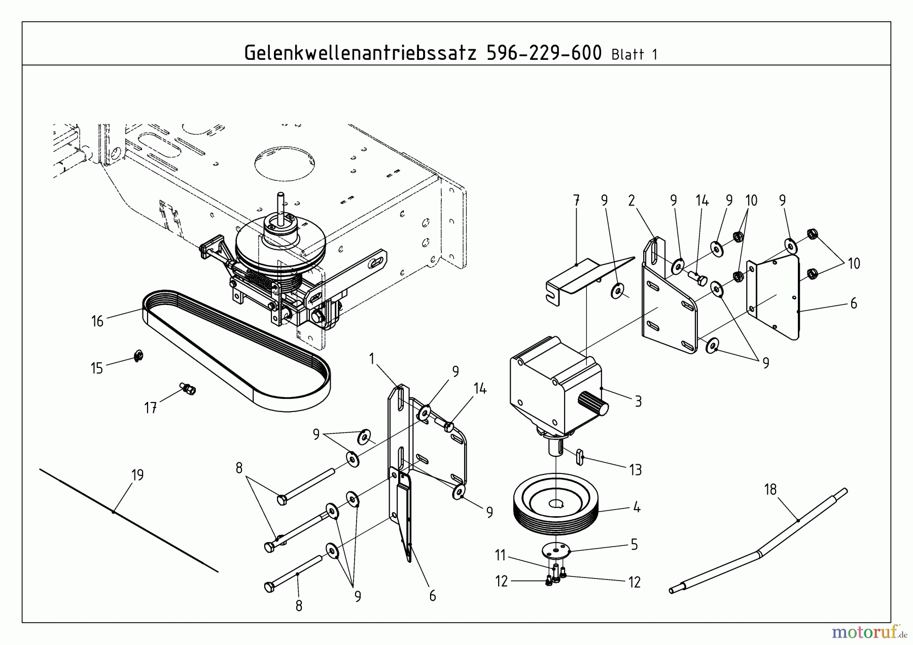 MTD Zubehör Zubehör Kompakttraktoren Antriebssatz Zapfwelle für CC 2000/3000 RD Serie 596-229-600 (2012) Bowdenzug, Keilriemen, Winkelgetriebe