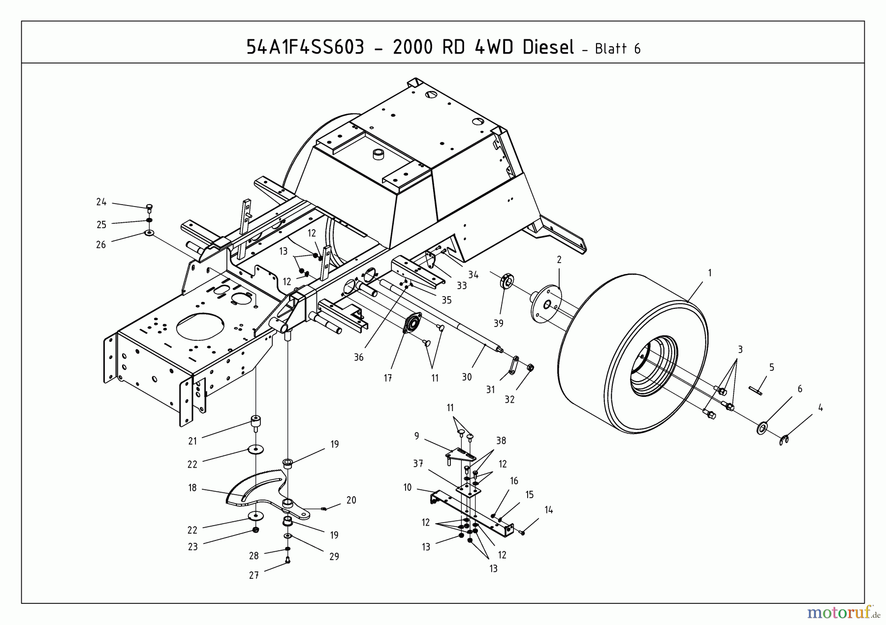 Cub Cadet Kompakttraktoren CC 2000 RD 4 WD 54A1F4SS603 (2009) Lenkung, Räder hinten