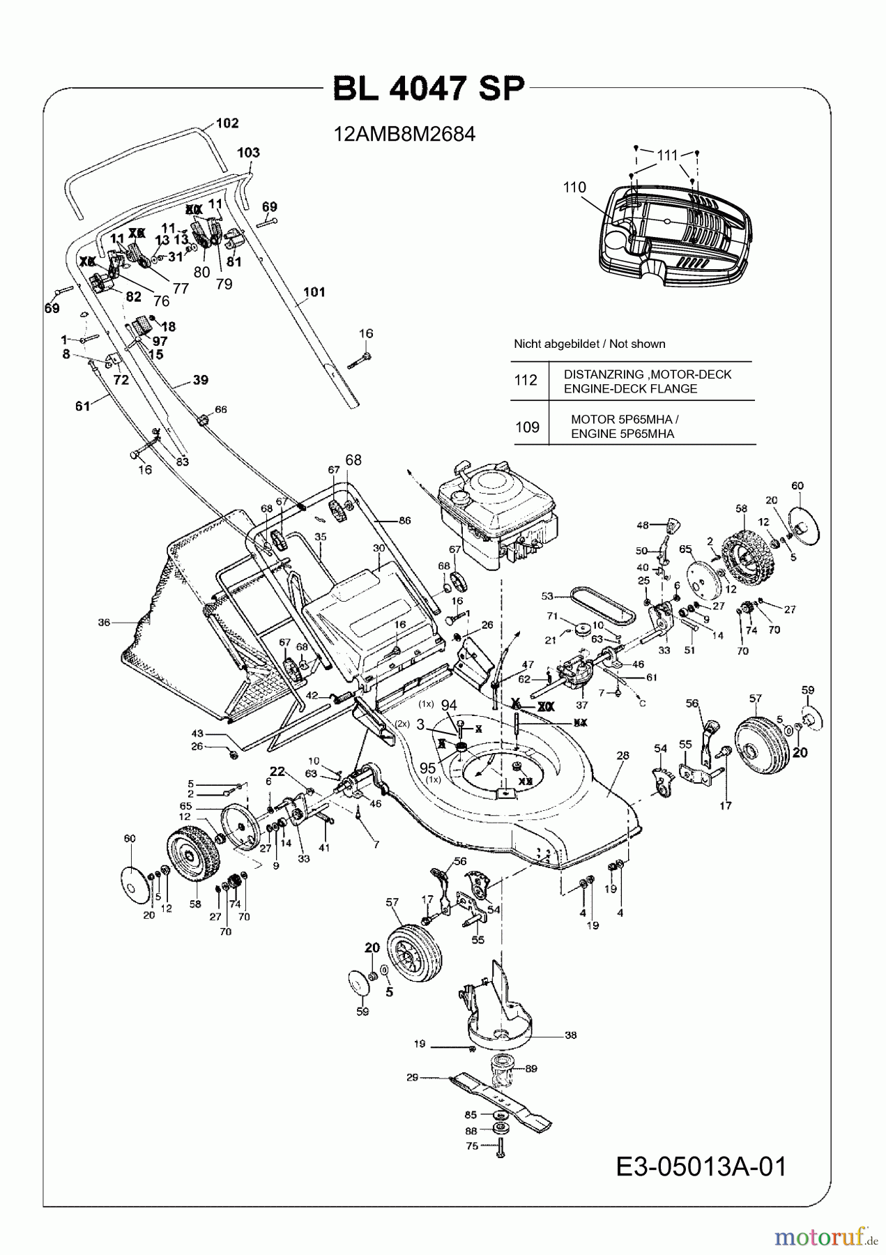 Bolens Motormäher mit Antrieb BL 4047 SP 12AMB8M2684 (2009) Grundgerät