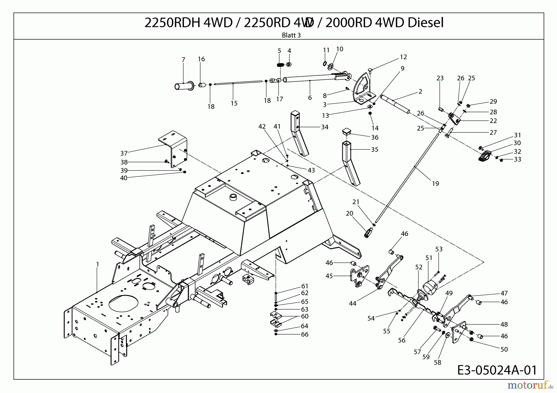 Cub Cadet Kompakttraktoren CC 2250 RD 4 WD 54A1F4RS603 (2008) Mähwerksaushebung, Rahmen