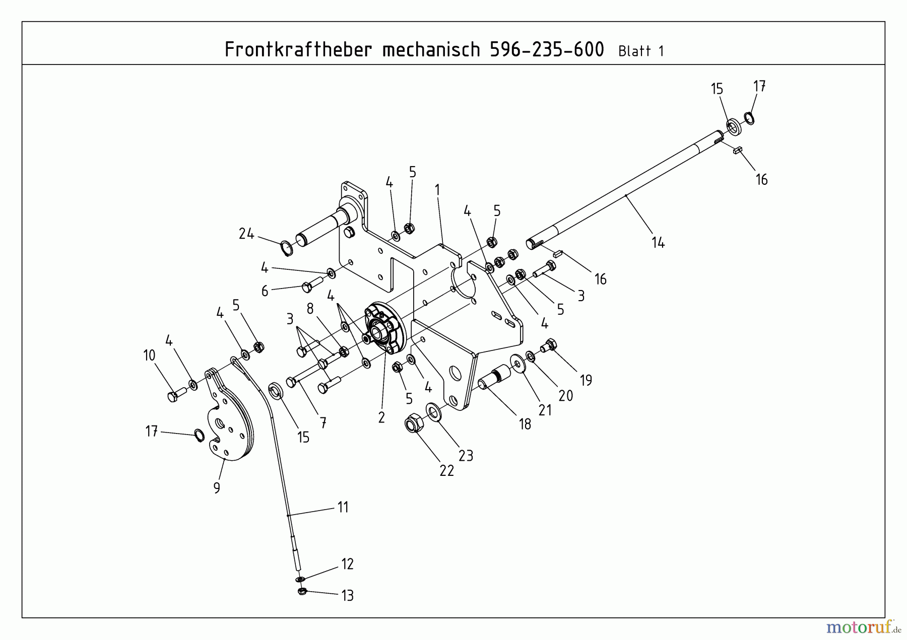 MTD Zubehör Zubehör Kompakttraktoren Frontkuppeldreieck für CC 2000/3000 RD Serie, mechanisch 596-235-600 (2009) Träger rechts, Umlenkwelle