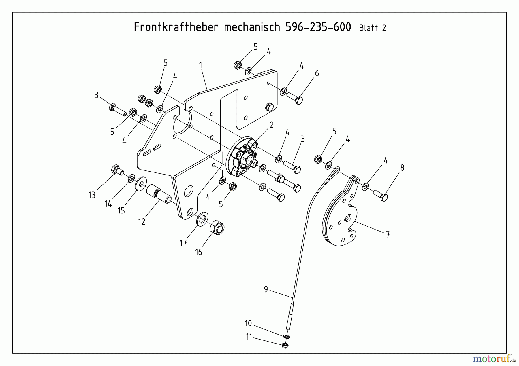 MTD Zubehör Zubehör Kompakttraktoren Frontkuppeldreieck für CC 2000/3000 RD Serie, mechanisch 596-235-600 (2012) Träger links