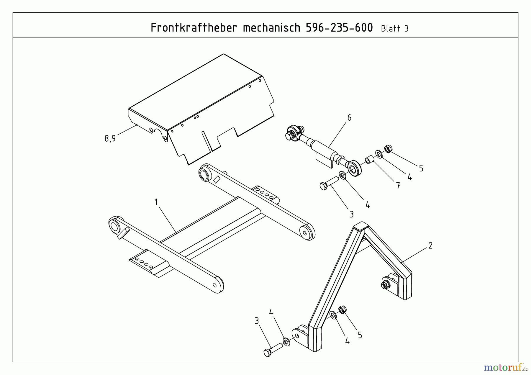 MTD Zubehör Zubehör Kompakttraktoren Frontkuppeldreieck für CC 2000/3000 RD Serie, mechanisch 596-235-600 (2012) Frontkraftheber mechanisch