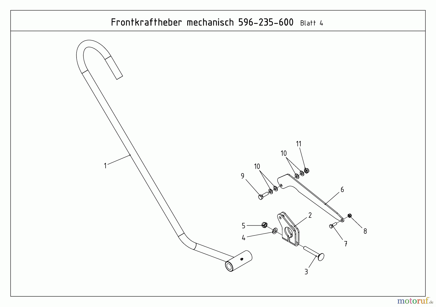 MTD Zubehör Zubehör Kompakttraktoren Frontkuppeldreieck für CC 2000/3000 RD Serie, mechanisch 596-235-600 (2012) Hebel Aushebung
