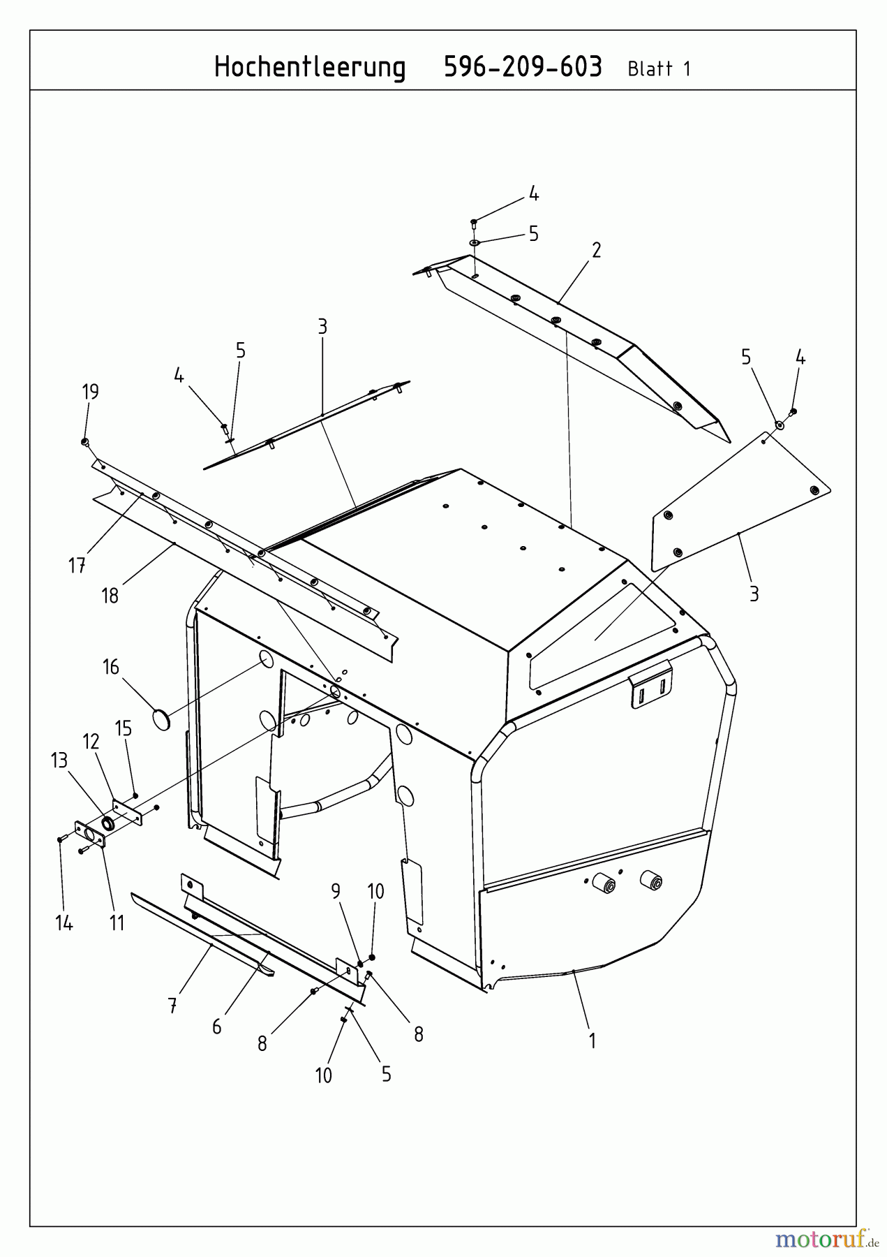MTD Zubehör Zubehör Kompakttraktoren Grasfangvorrichtung inkl. Entleerung für CC 2000/3000 RD Serie, 400 l Box mit Hochentleerung (nicht CC 2250 RD) 596-209-600 (2009) Grasfangkorb Hochentleerung