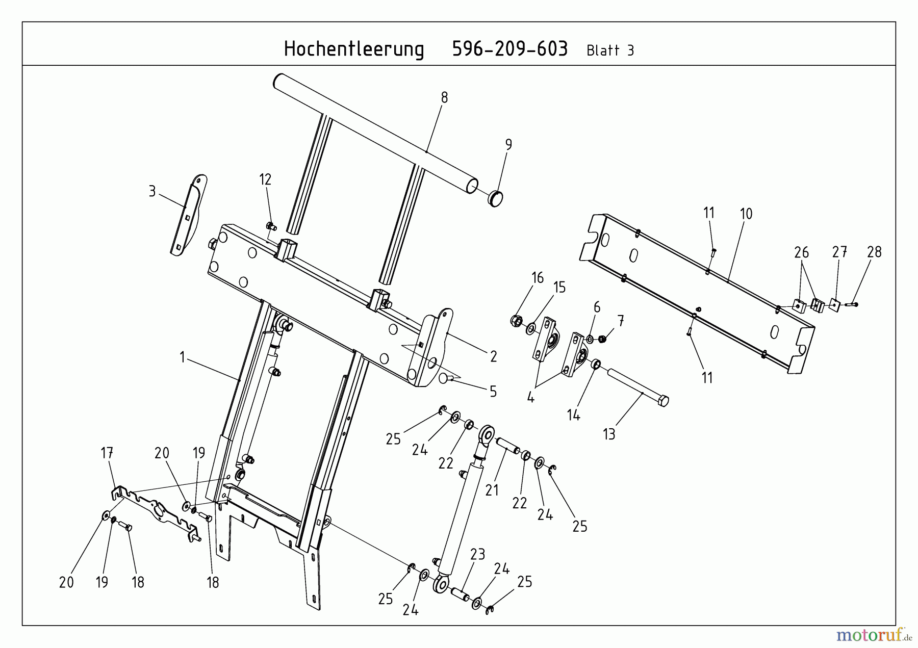 MTD Zubehör Zubehör Kompakttraktoren Grasfangvorrichtung inkl. Entleerung für CC 2000/3000 RD Serie, 400 l Box mit Hochentleerung (nicht CC 2250 RD) 596-209-600 (2009) Träger Grasfangsack