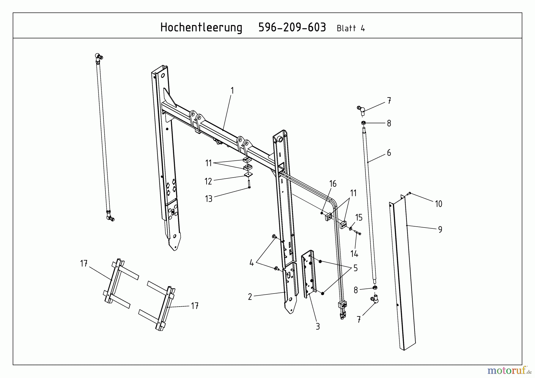 MTD Zubehör Zubehör Kompakttraktoren Grasfangvorrichtung inkl. Entleerung für CC 2000/3000 RD Serie, 400 l Box mit Hochentleerung (nicht CC 2250 RD) 596-209-600 (2009) Aushebung Fangkorb