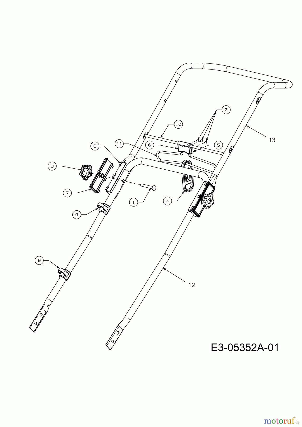 Lux Tools Elektromäher mit Antrieb E 1800-48 HMA 18AR11K-694 (2011) Holm
