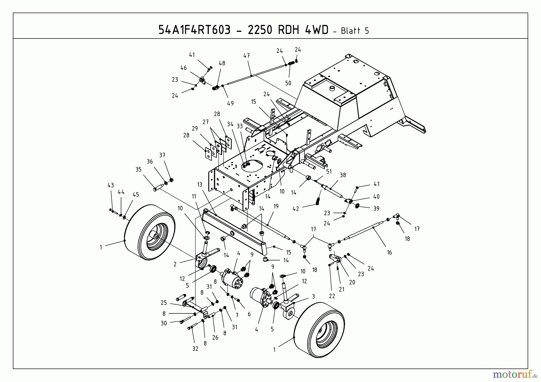 Cub Cadet Kompakttraktoren CC 2250 RD 4 WD 54A1F4RS603 (2009) Räder vorne, Vorderachse