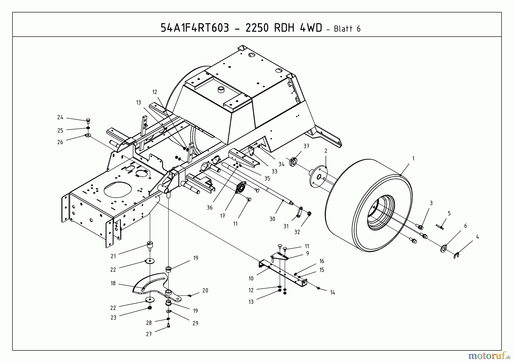 Massey Ferguson Kompakttraktoren MF 21-25 RD 4 WD 54A1F4RT695 (2010) Lenkung, Räder hinten