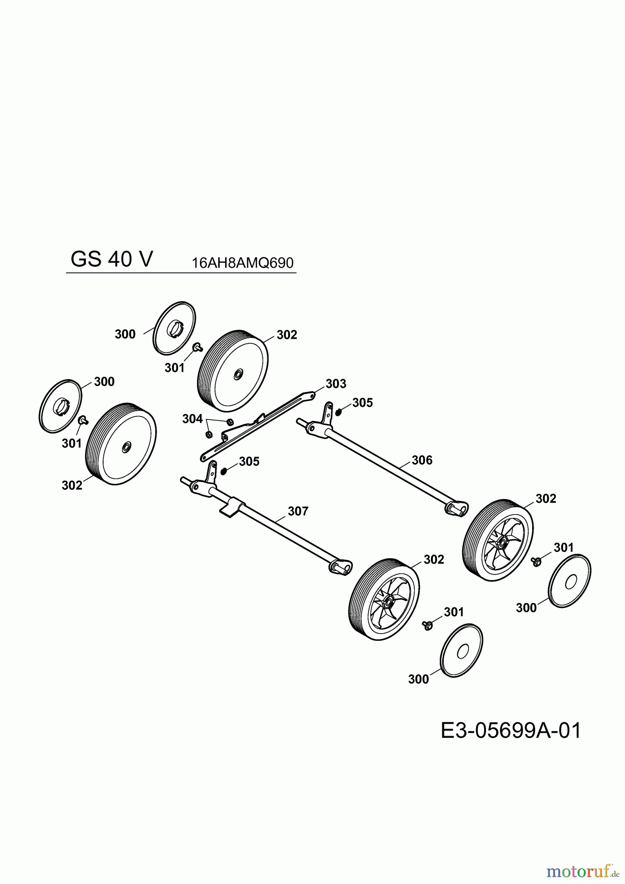  Gutbrod Motorvertikutierer GS 40 V 16AH8AMQ690  (2010) Achsen, Räder