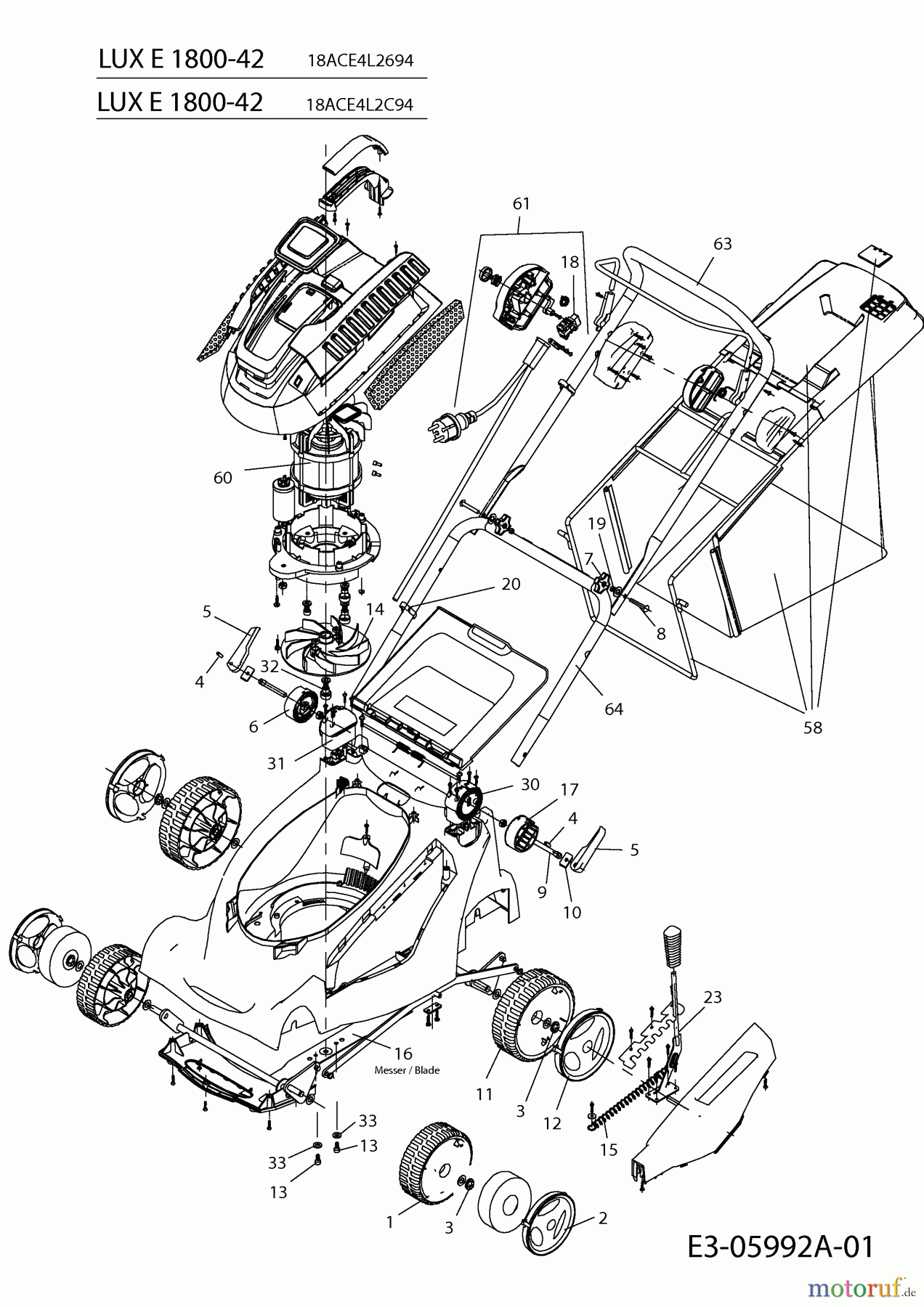  Lux Tools Elektromäher E 1800-42 18ACE4L2694  (2010) Grundgerät