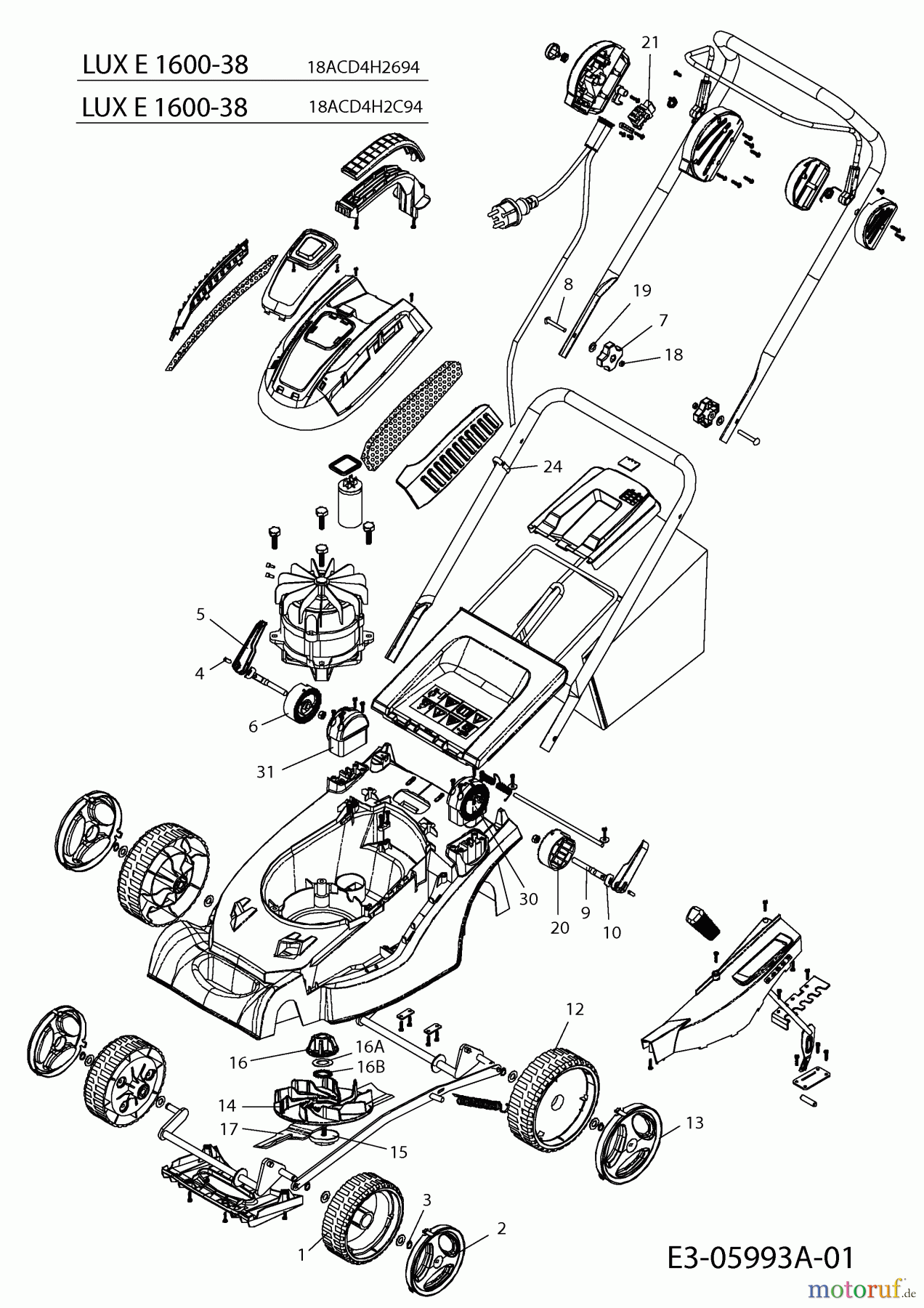 Lux Tools Elektromäher E 1600-38 18ACD4H2C94 (2012) Grundgerät
