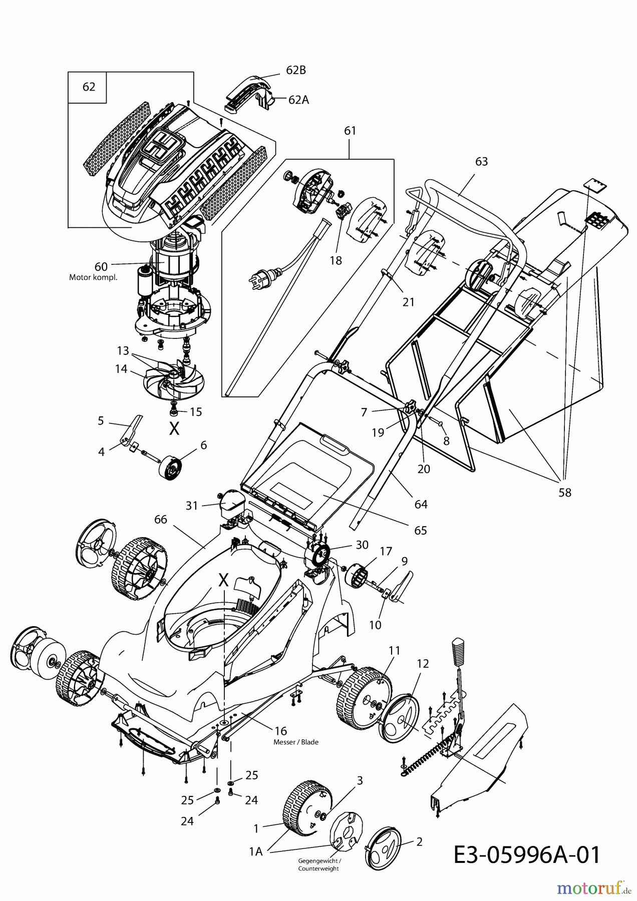 Wingart Elektromäher ER 1842-1 18BCE4L2601 (2015) Grundgerät