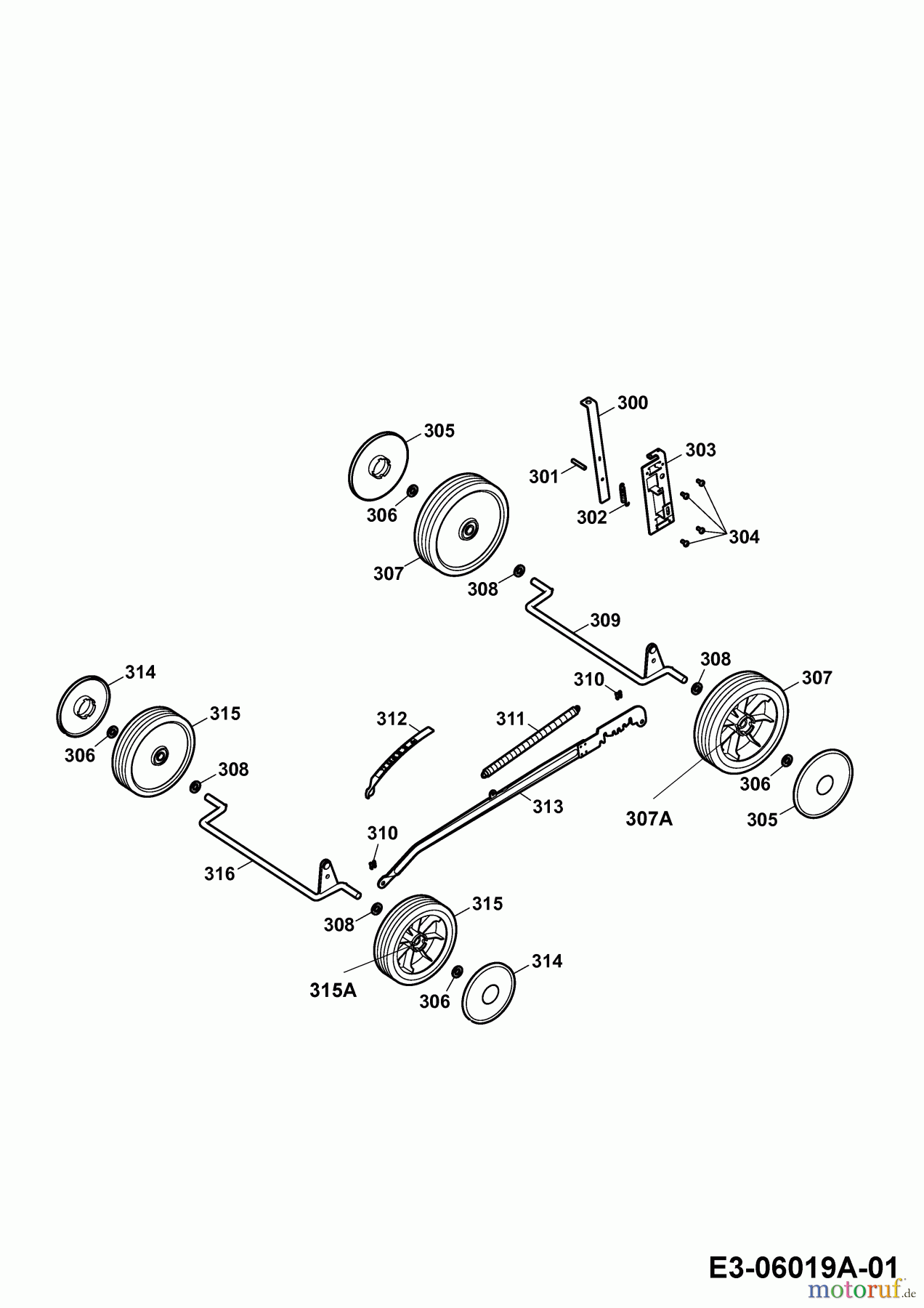 Wolf-Garten Elektromäher Esprit 40 E 4020680 Serie J (2010) Höhenverstellung, Räder