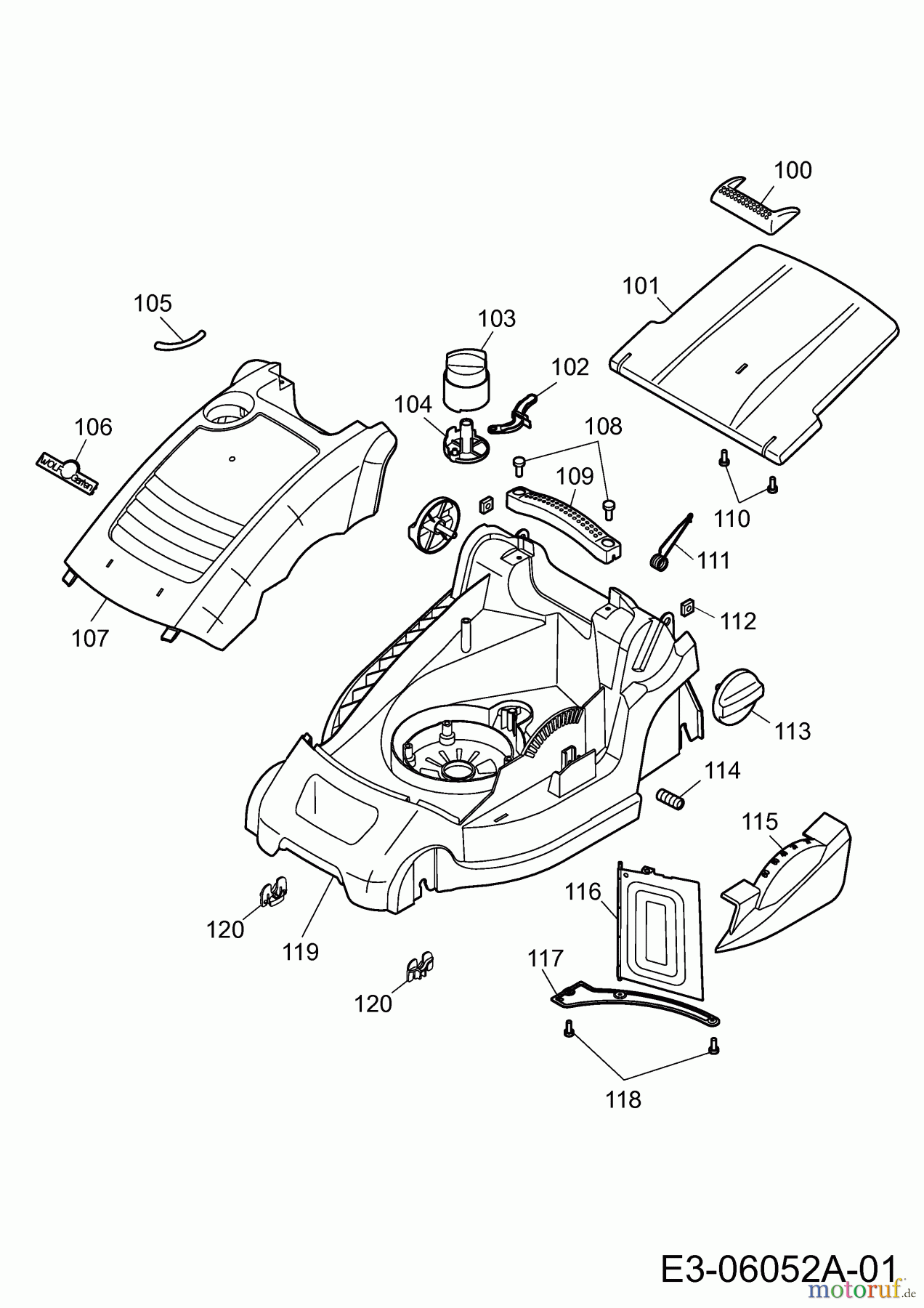 WOLF-Garten Expert Elektromäher Expert 37 E 18BWG1H-C50 (2014) Mähwerksgehäuse