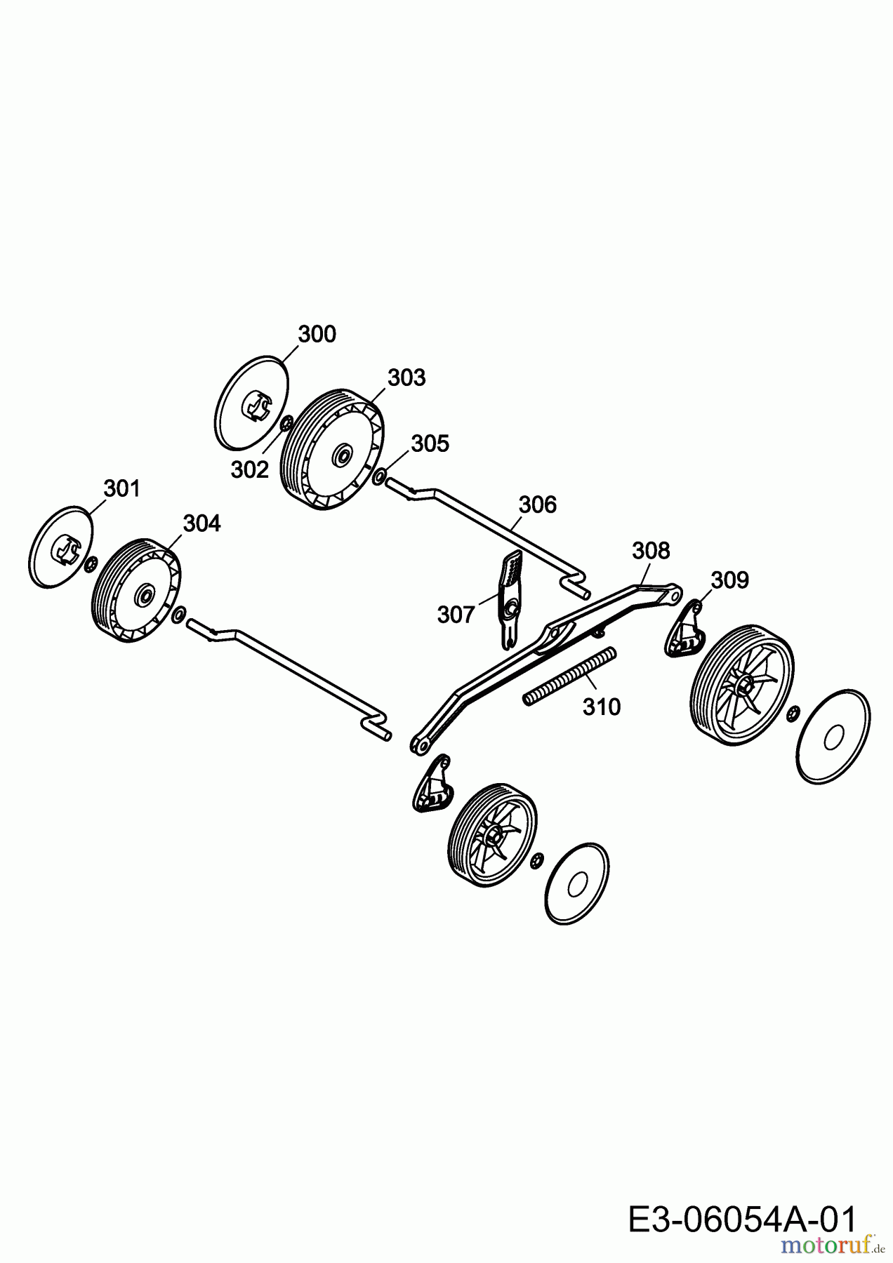 WOLF-Garten Expert Elektromäher Expert 37 E 18BWG1H-C50 (2014) Achse, Höhenverstellung, Räder