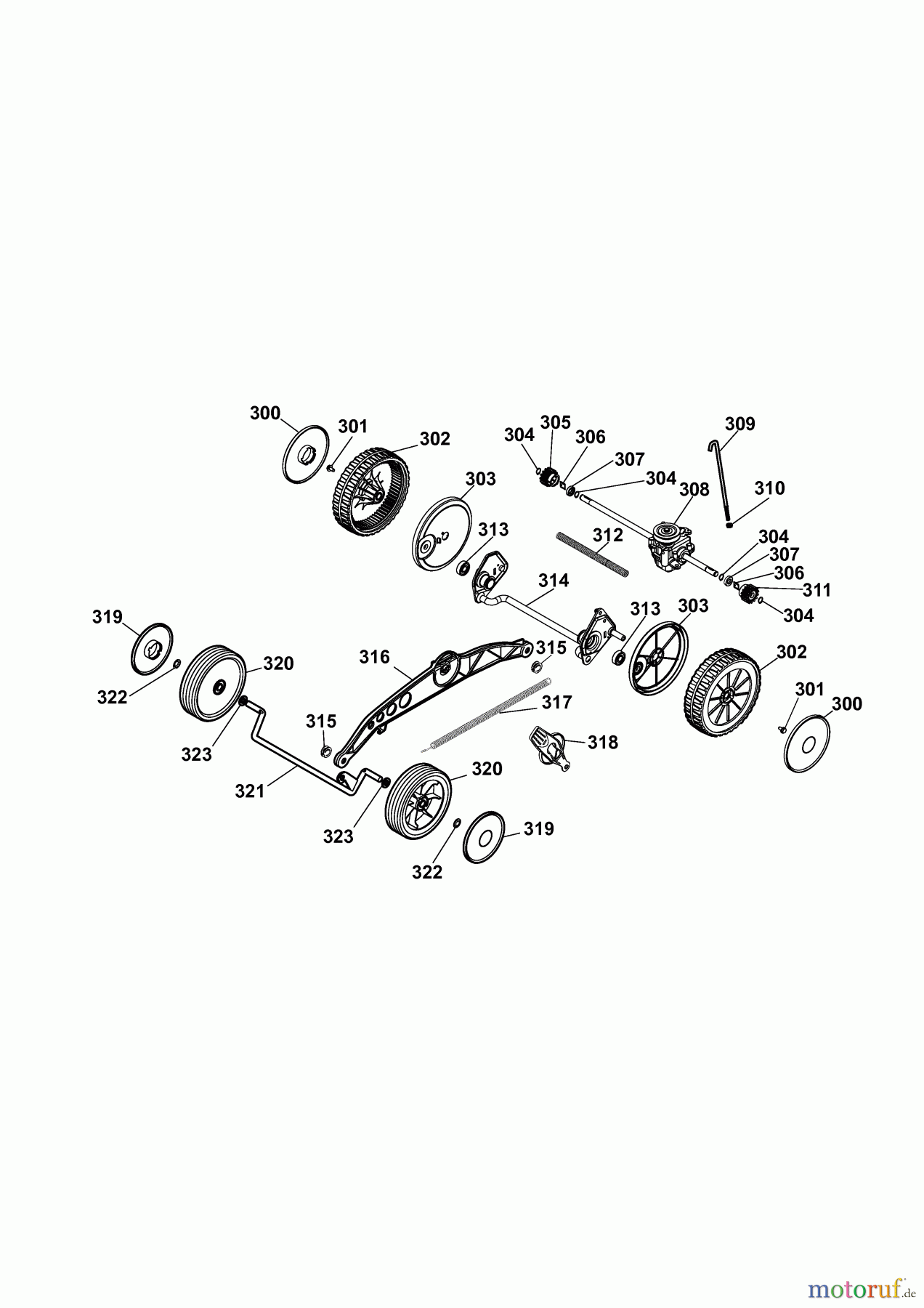 Wolf-Garten Elektromäher mit Antrieb Compact plus 40 EA-1 4975000 Serie E (2010) Räder, Schnitthöhenverstellung