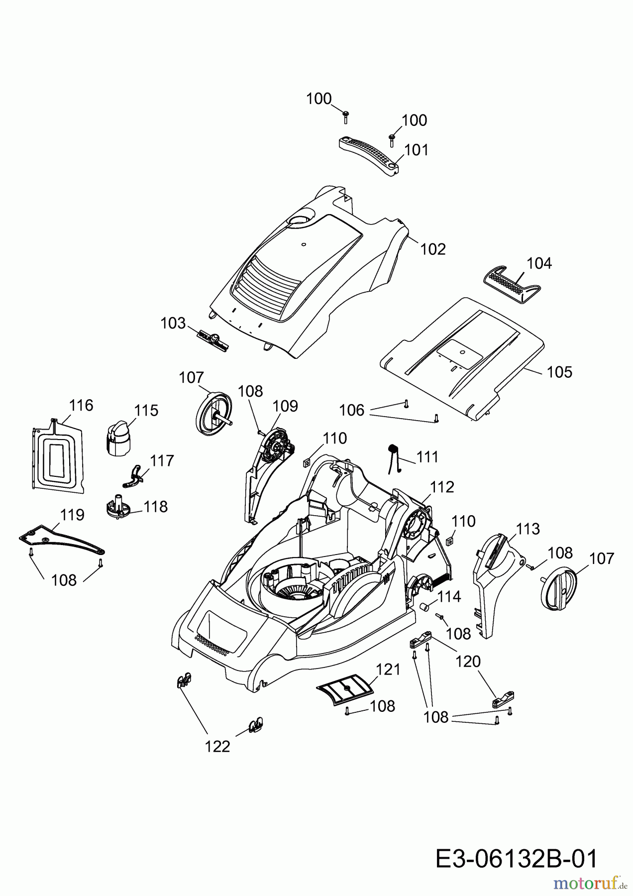 Wolf-Garten Elektromäher mit Antrieb Expert 40 EA 18ARH1K-650 (2013) Mähwerksgehäuse