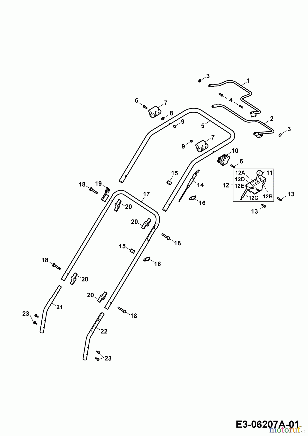  Wolf-Garten Motormäher mit Antrieb Compact plus 40 BA 4013000 Serie E  (2010) Holm