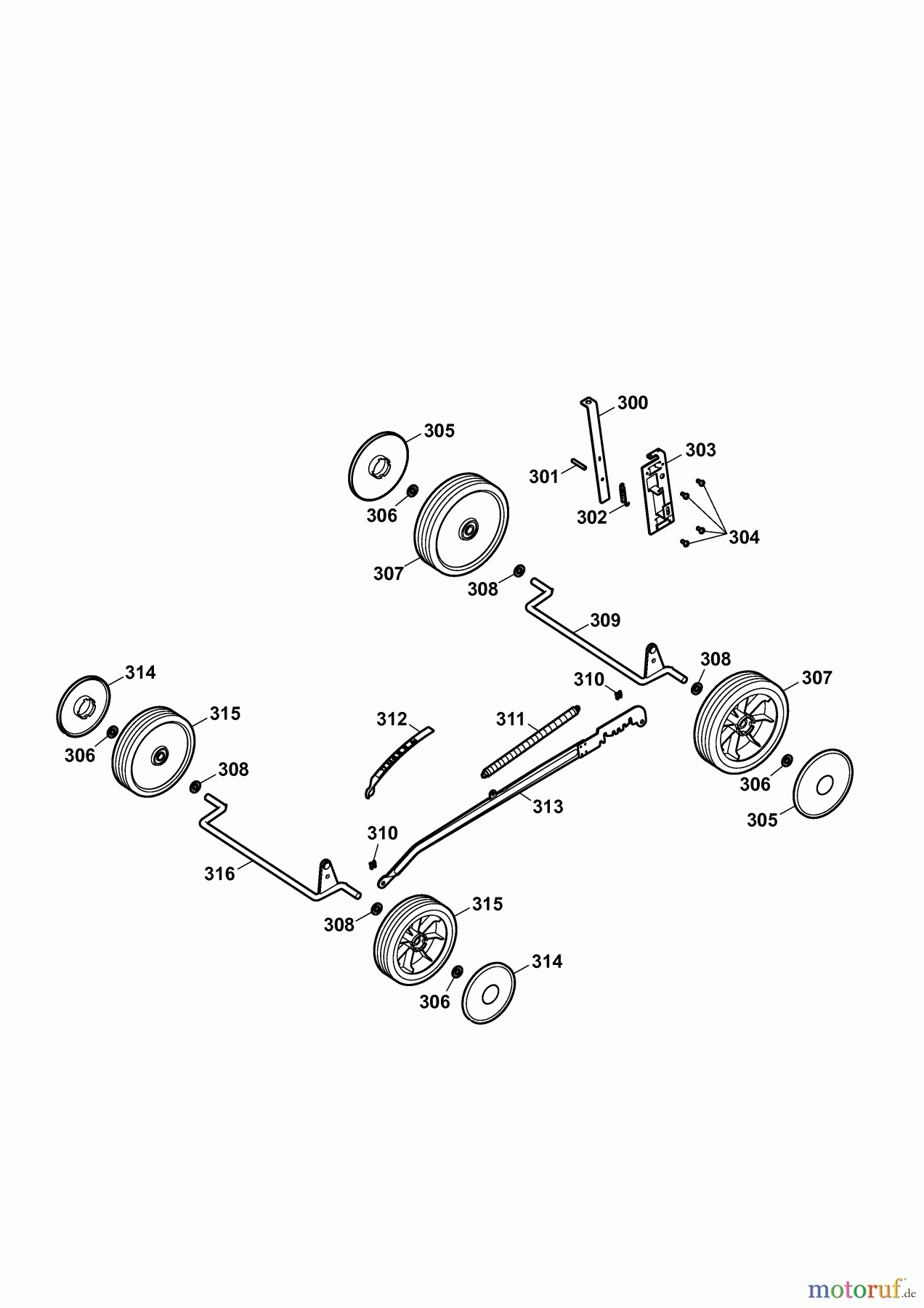 Wolf-Garten Motormäher 6.40 OHV 4017006 Serie A (2010) Räder, Schnitthöhenverstellung