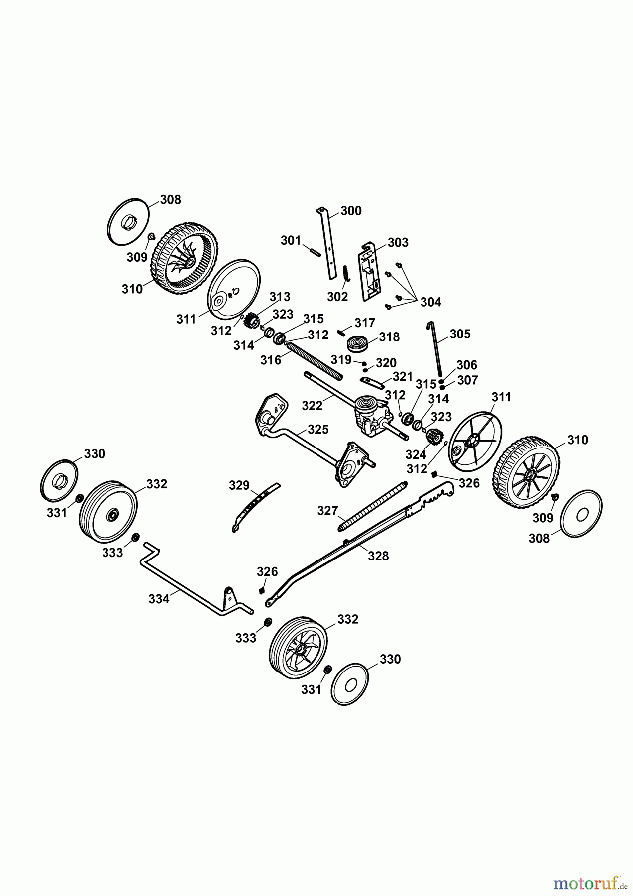 Wolf-Garten Motormäher mit Antrieb 6.46 BA 4619000 Serie E (2010) Räder, Schnitthöhenverstellung