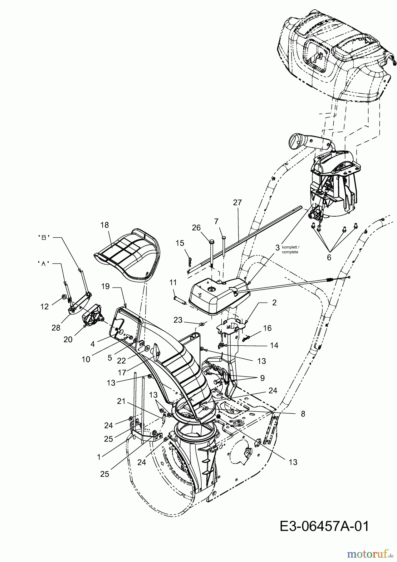 WOLF-Garten Expert Schneefräsen Expert 6170 31AW53TR650 (2013) Auswurfschacht, Joystick