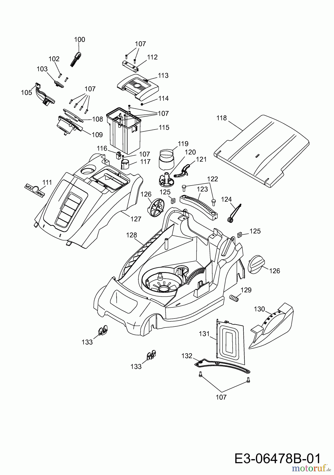  Wolf-Garten Akkumäher Li-Ion Power 37 4937000  (2012) Mähwerksgehäuse