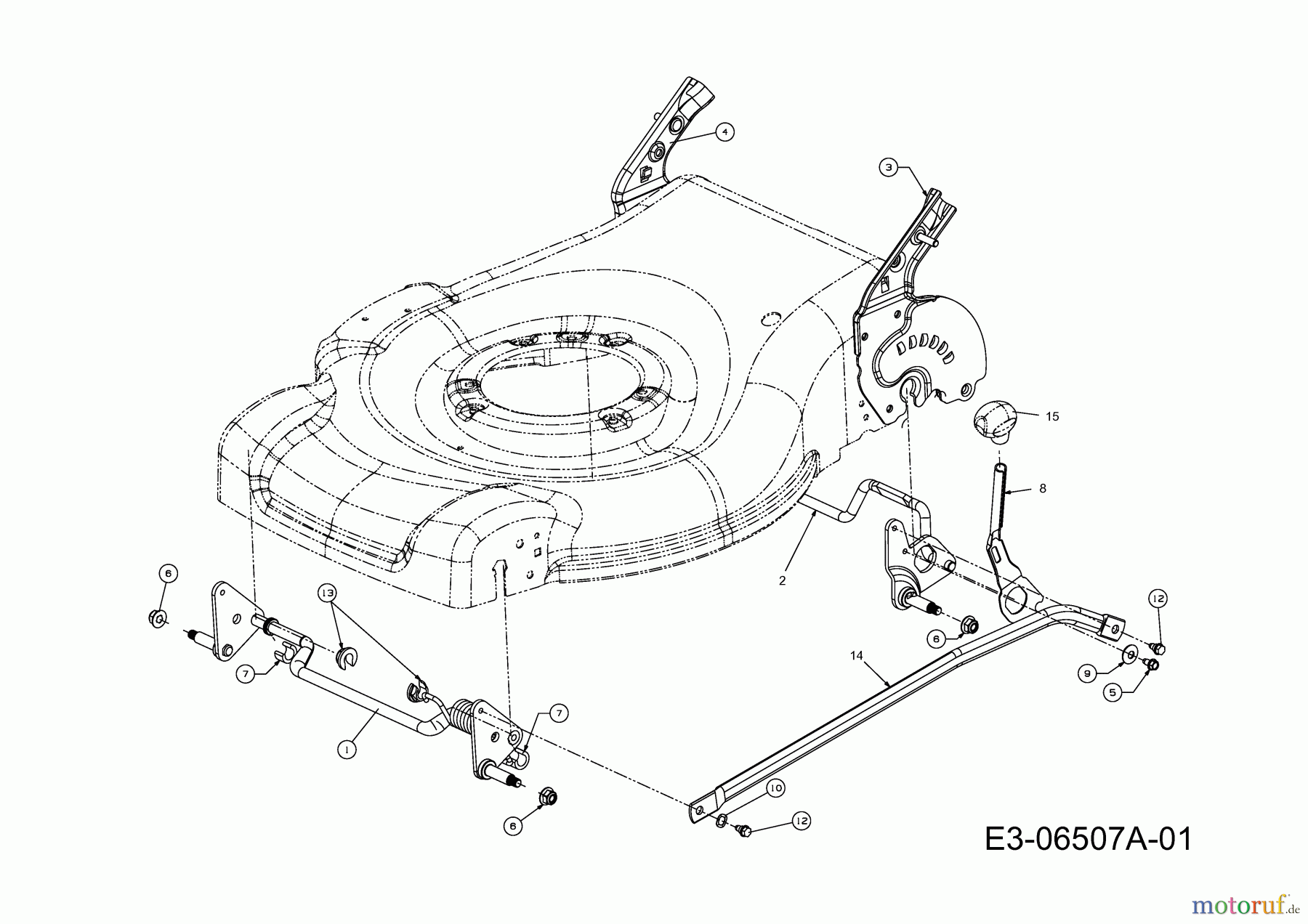 MTD Motormäher mit Antrieb SPK 53 12AI837D678 (2008) Schnitthöhenverstellung Seriennr. ...K...