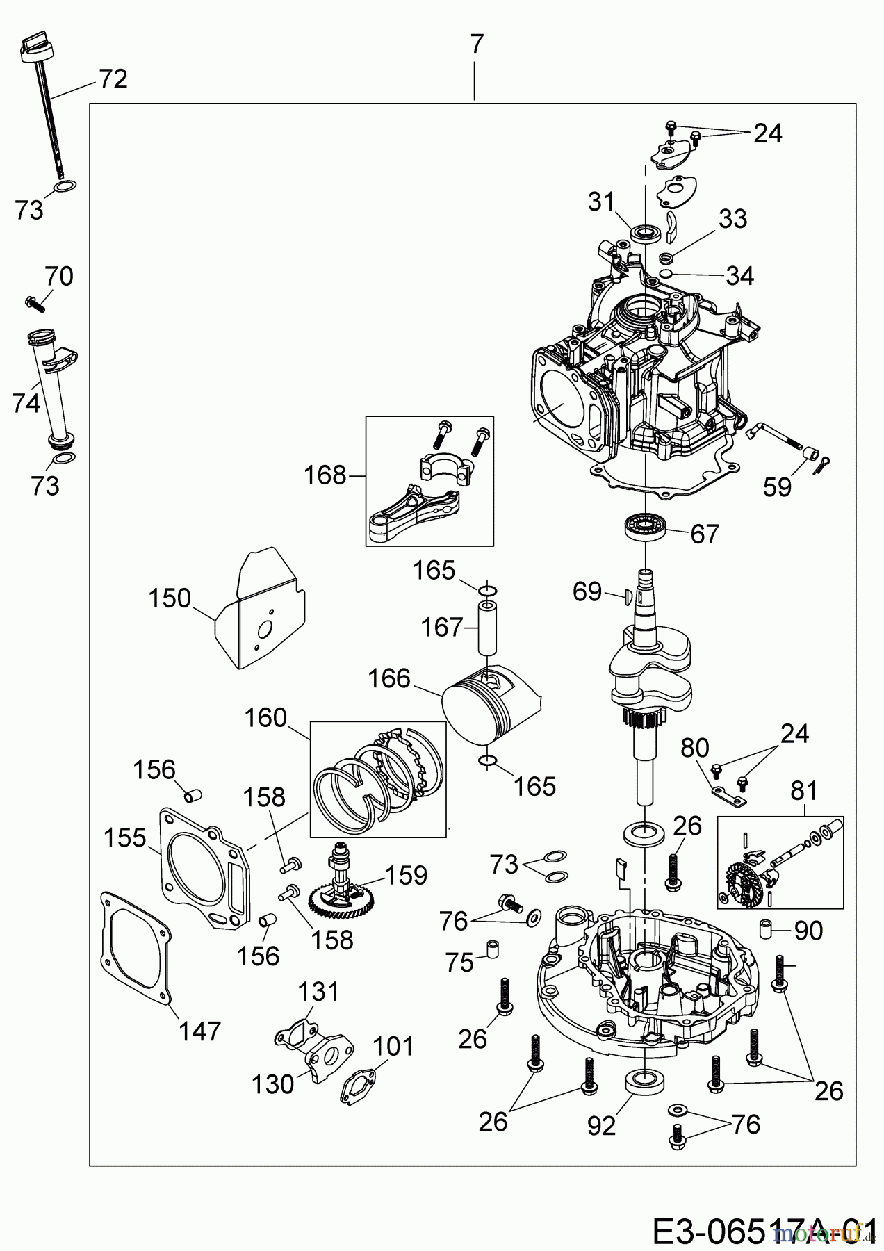 MTD-Motoren MTD vertikal 1 P 65 WHB 752Z1P65WHB (2010) Short Block