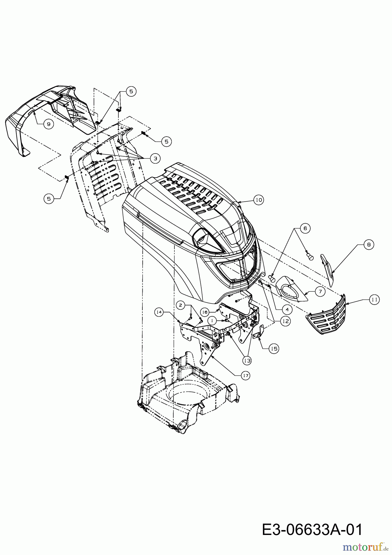 Wolf-Garten Rasentraktoren Select 92.130 T 13RH76RE650 (2011) Motorhaube R-Style