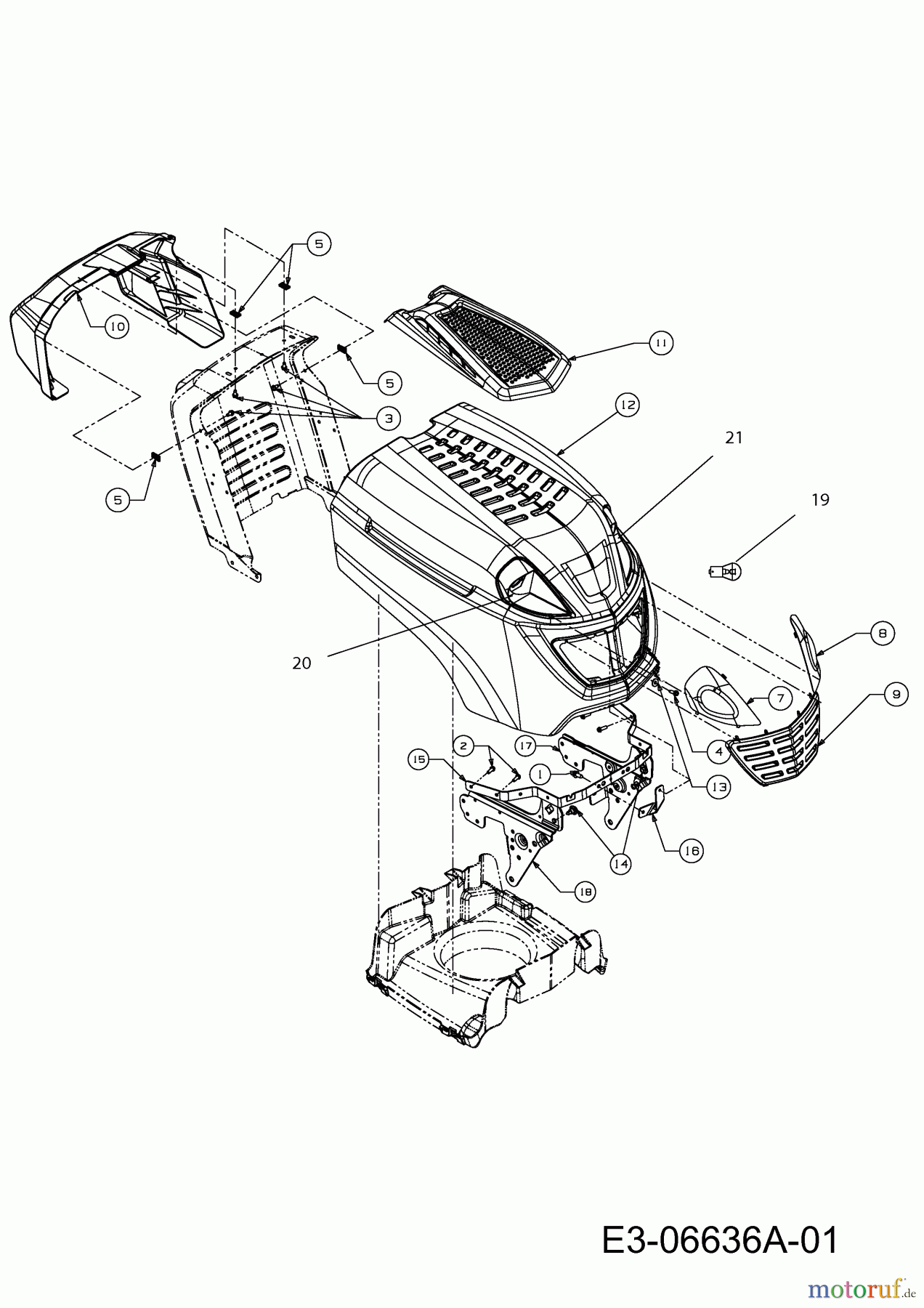 Wolf-Garten Rasentraktoren Ambition 76.125 H 13RH71RA650 (2011) Motorhaube R-Style
