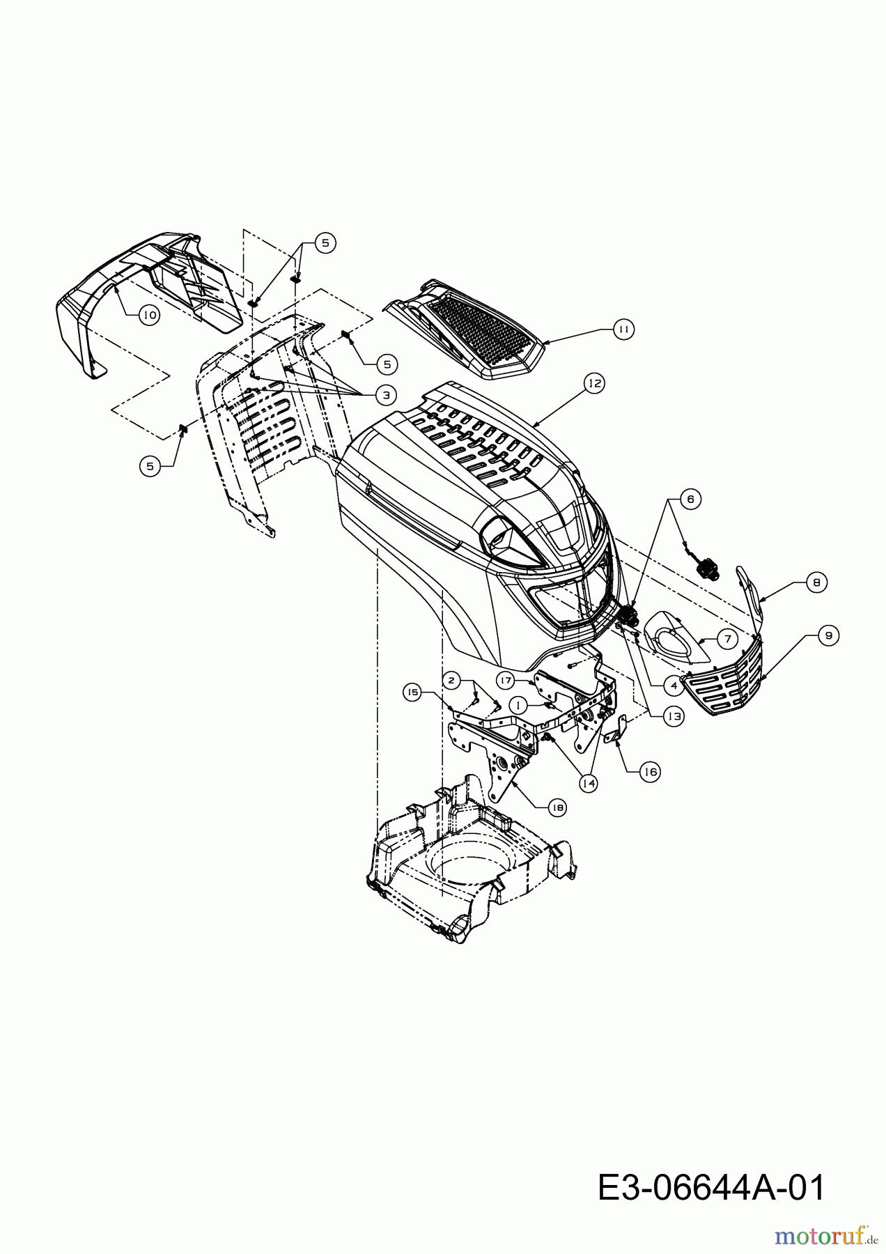  Wolf-Garten Rasentraktoren Blue Power 96.160 H 13TT79RF650  (2011) Motorhaube R-Style