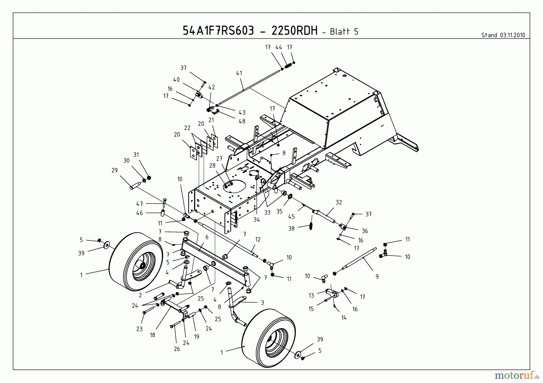 Cub Cadet Kompakttraktoren CC 2250 RDH 54A1F7RS603 (2011) Räder vorne, Vorderachse