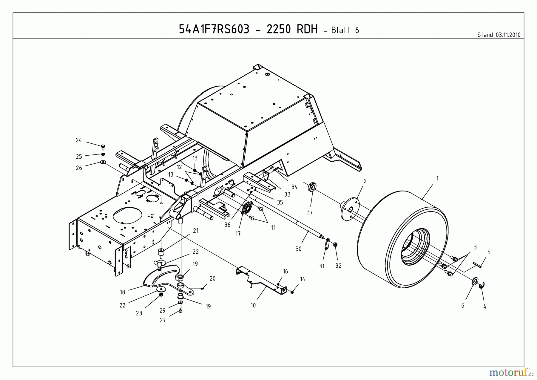Cub Cadet Kompakttraktoren CC 2250 RDH 54A1F7RS603 (2011) Lenksegment, Räder hinten