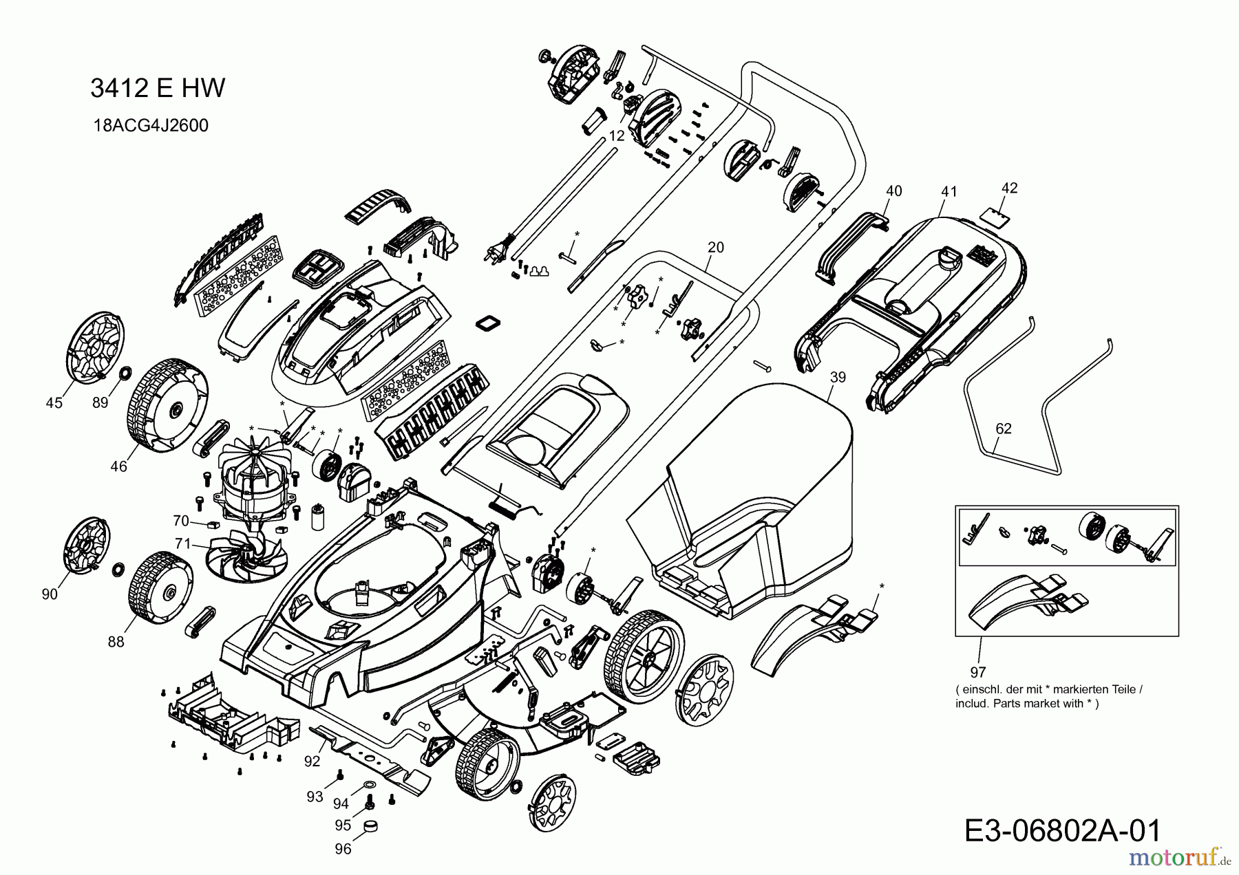 MTD Elektromäher 3412 EHW 18ACG4J2600 (2011) Grundgerät