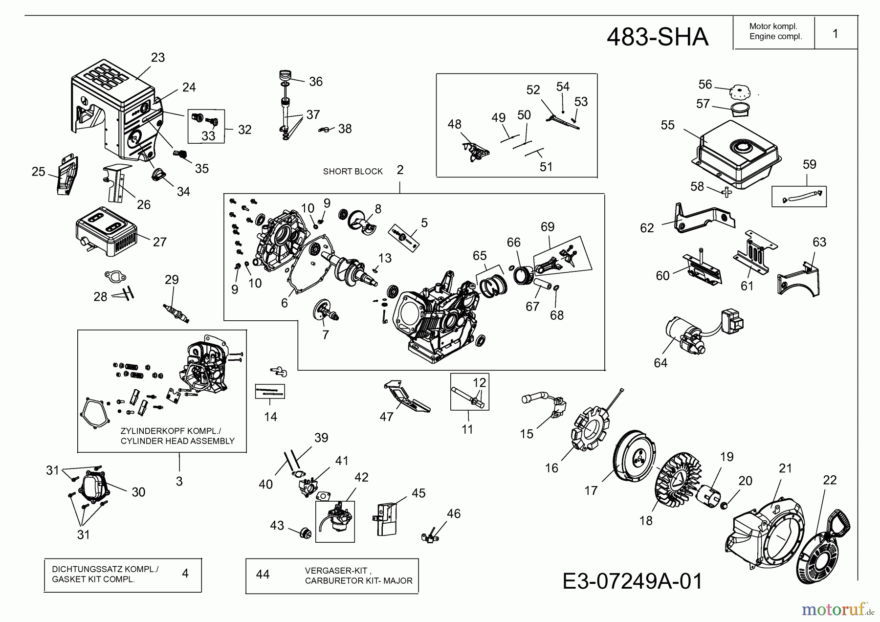 MTD-Motoren MTD horizontal 483-SHA 752Z483-SHA (2012) Motor