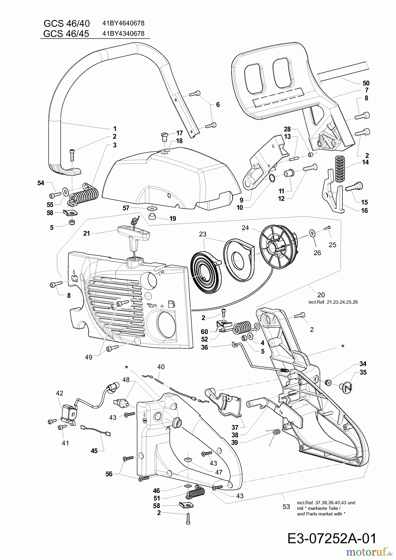 MTD Motorkettensägen GCS 46/40 C 41BY4640678 (2011) Handgriff, Motorabdeckungen