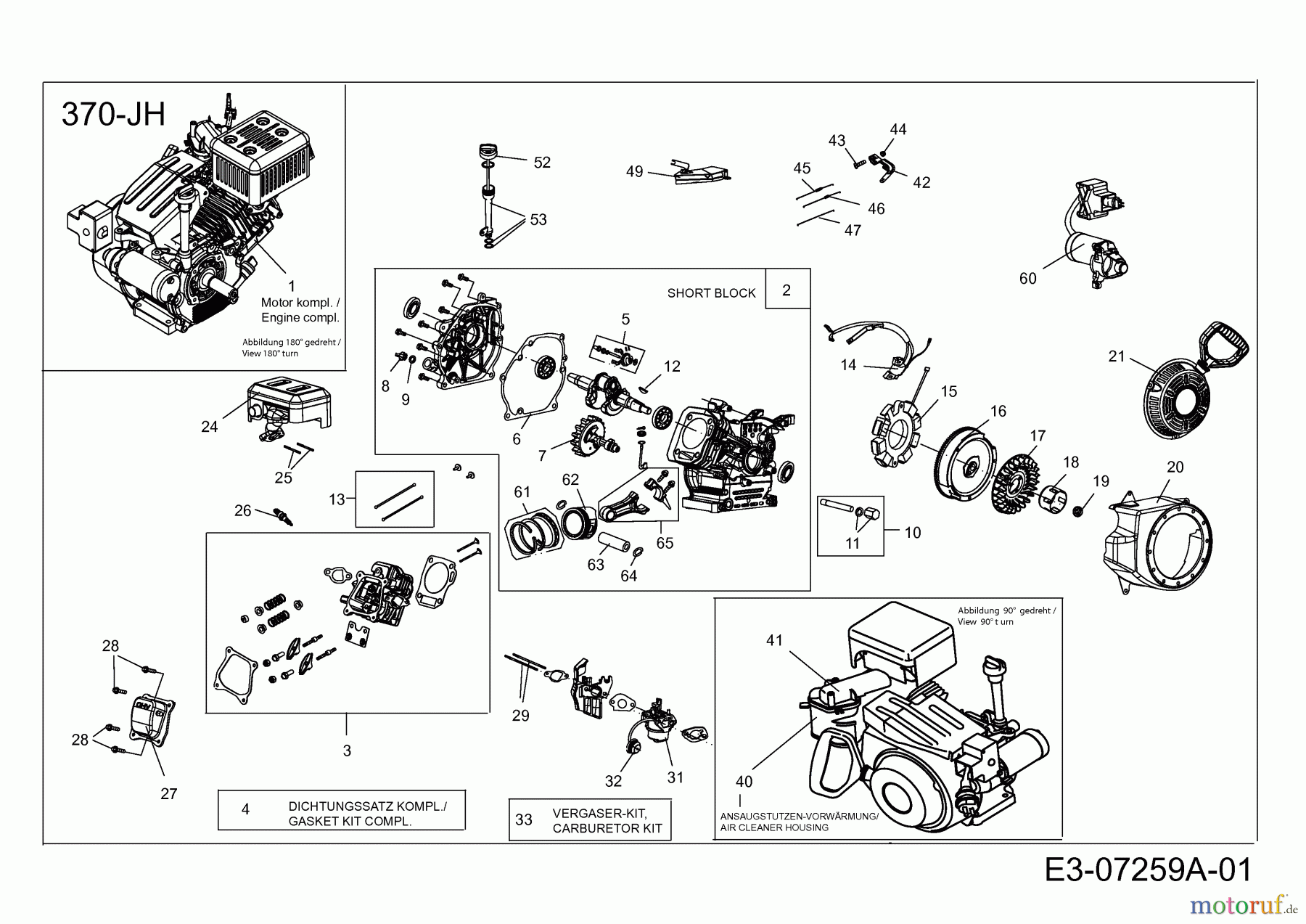 MTD-Motoren MTD horizontal 370-JH 752Z370-JH (2012) Motor