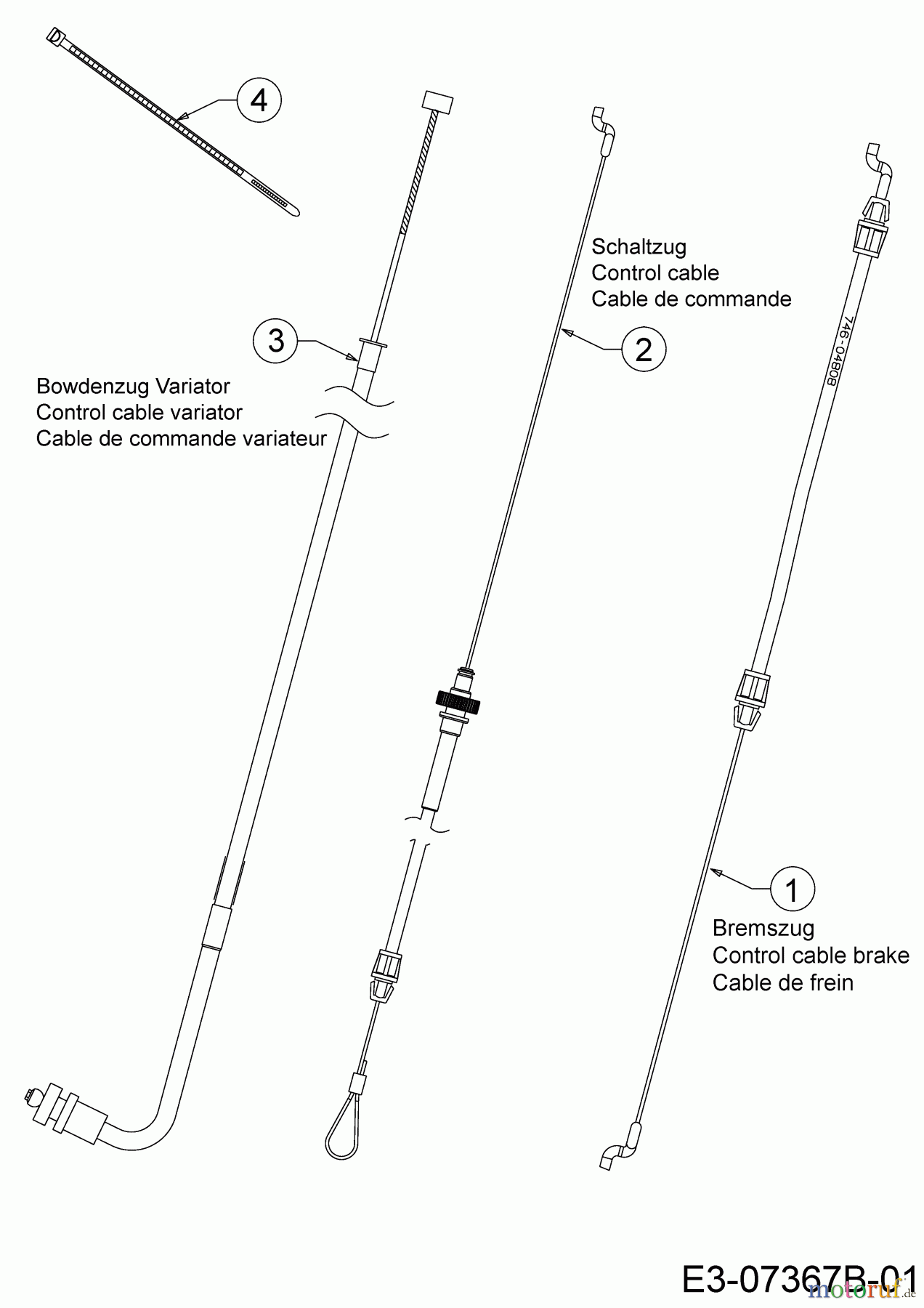 Massey Ferguson Motormäher mit Antrieb MF 46 SPBV 12BVK15E695 (2017) Bowdenzüge