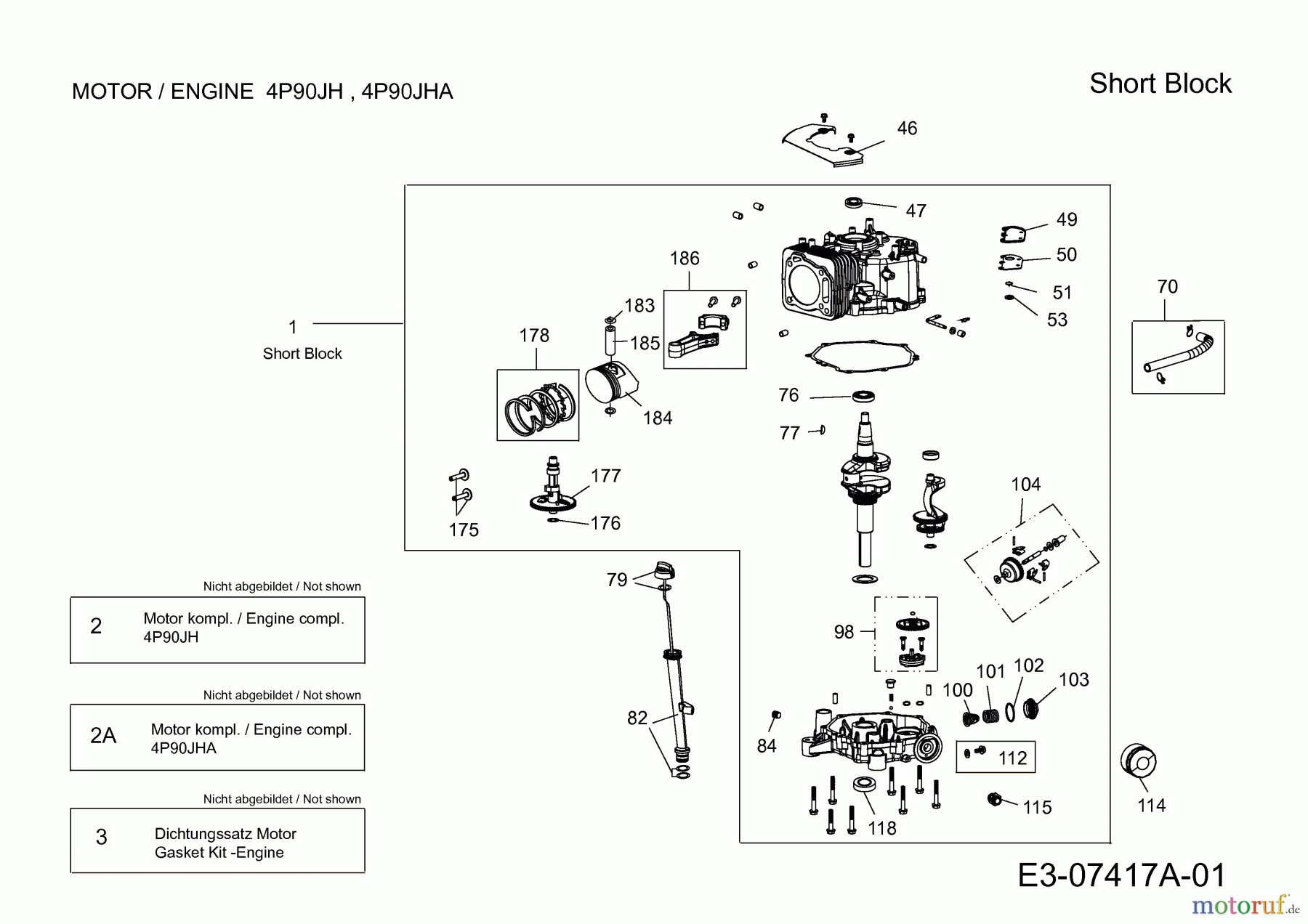 MTD-Motoren MTD vertikal 4 P 90 JHA 752Z4P90JHA (2012) Short Block