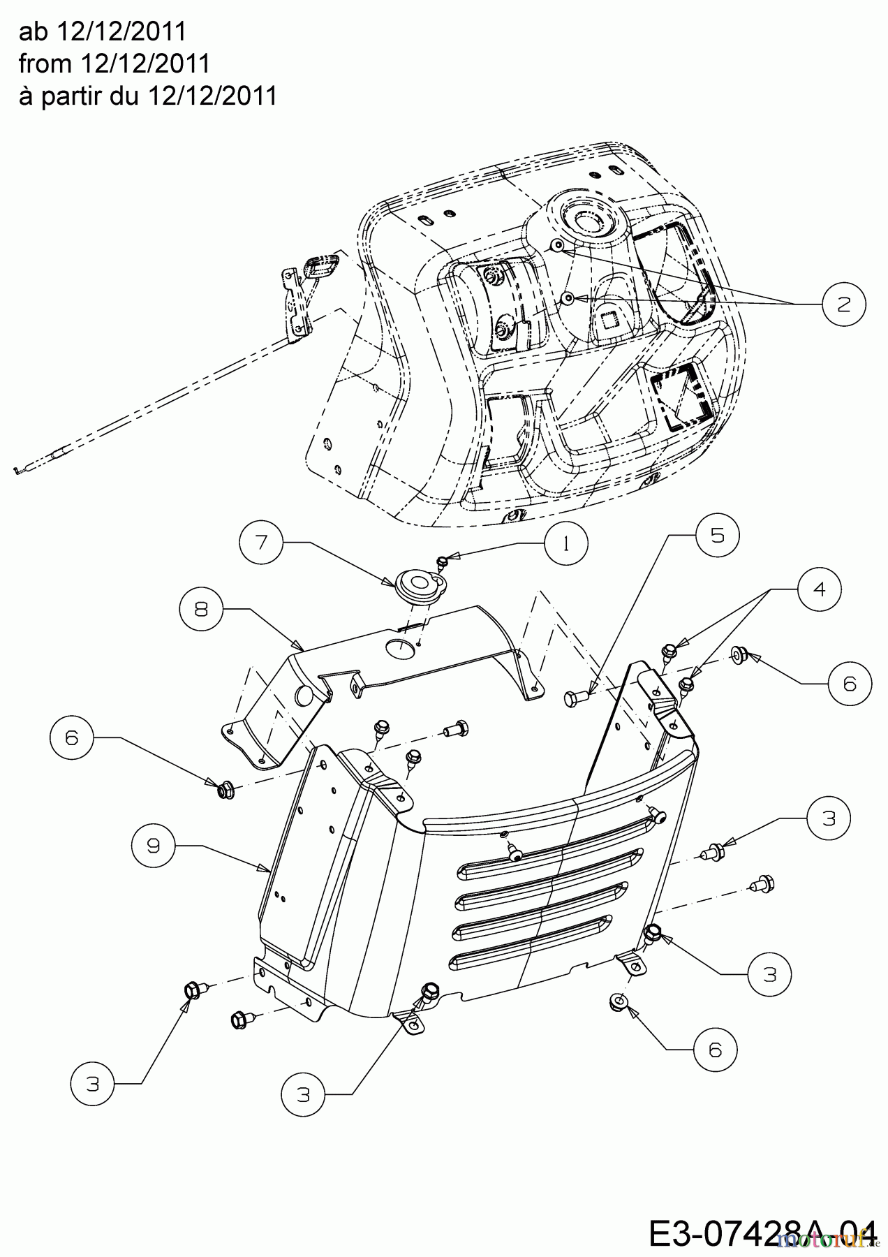  Fair Way Rasentraktoren FW 96 13CH761F617  (2012) Armaturenbrett Unterteil ab 12/12/2011