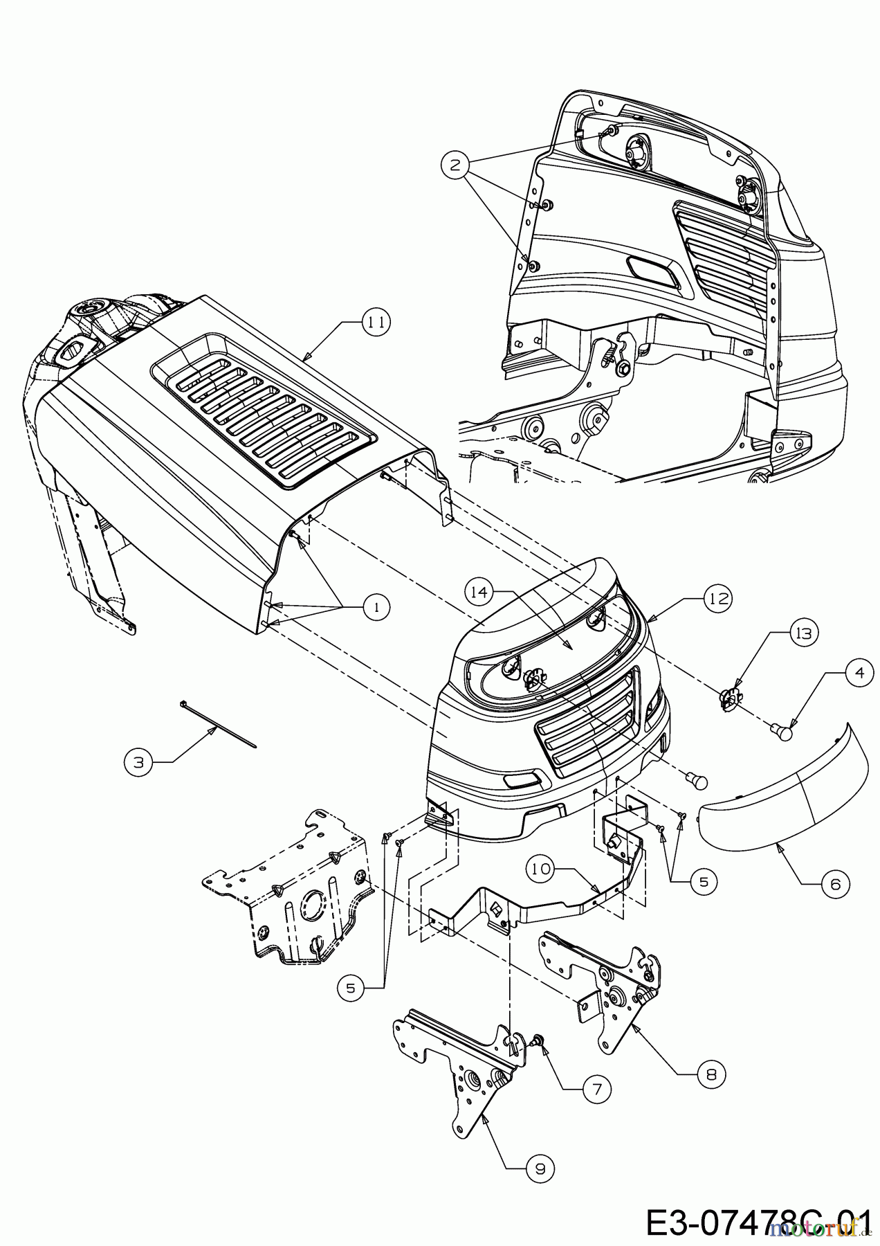 MTD Rasentraktoren 115/92 B 13IH761E600 (2018) Motorhaube 1-Style