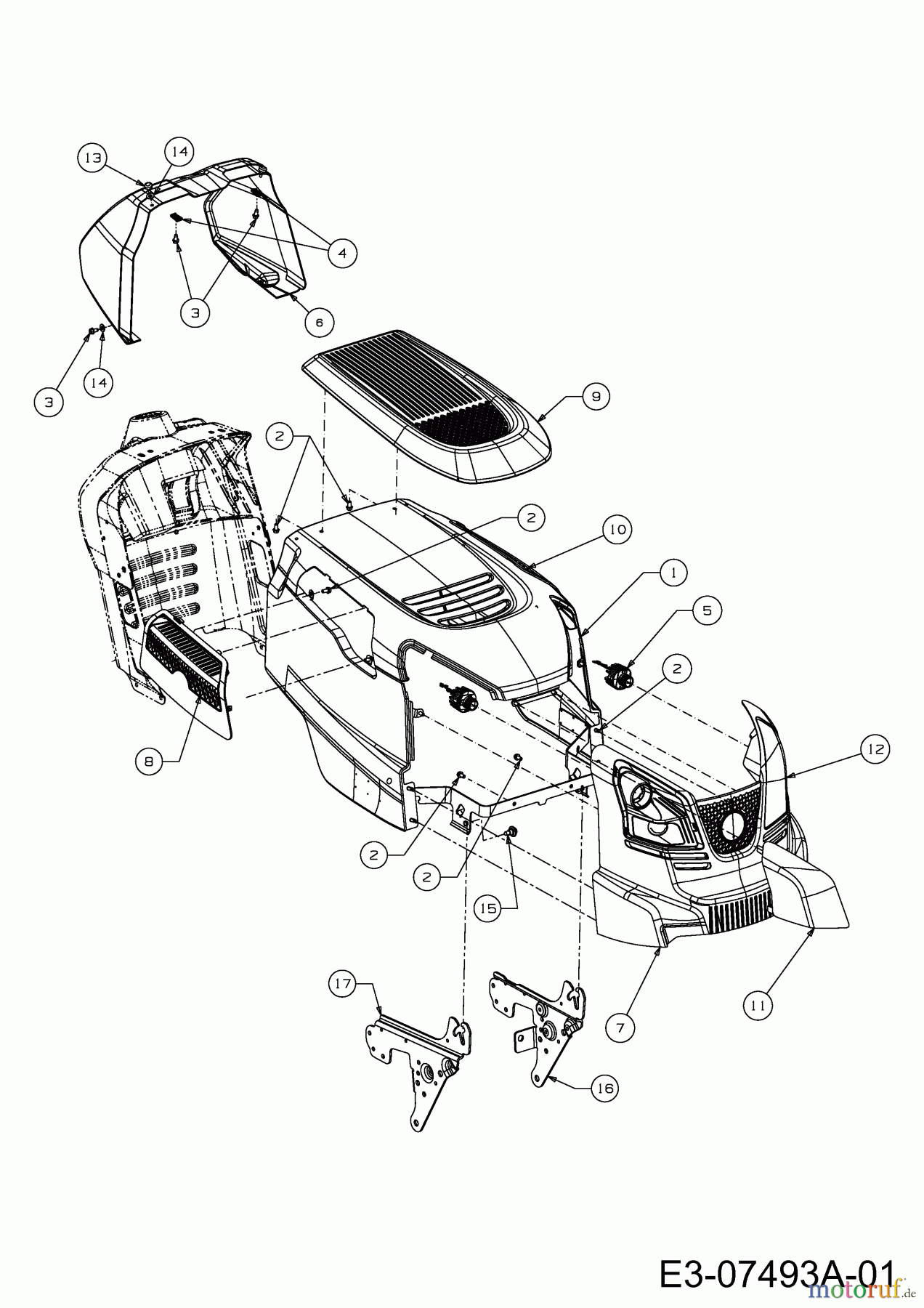 Wolf-Garten Rasentraktoren Expert 76.130 H 13AY71WA650 (2012) Motorhaube S-Style