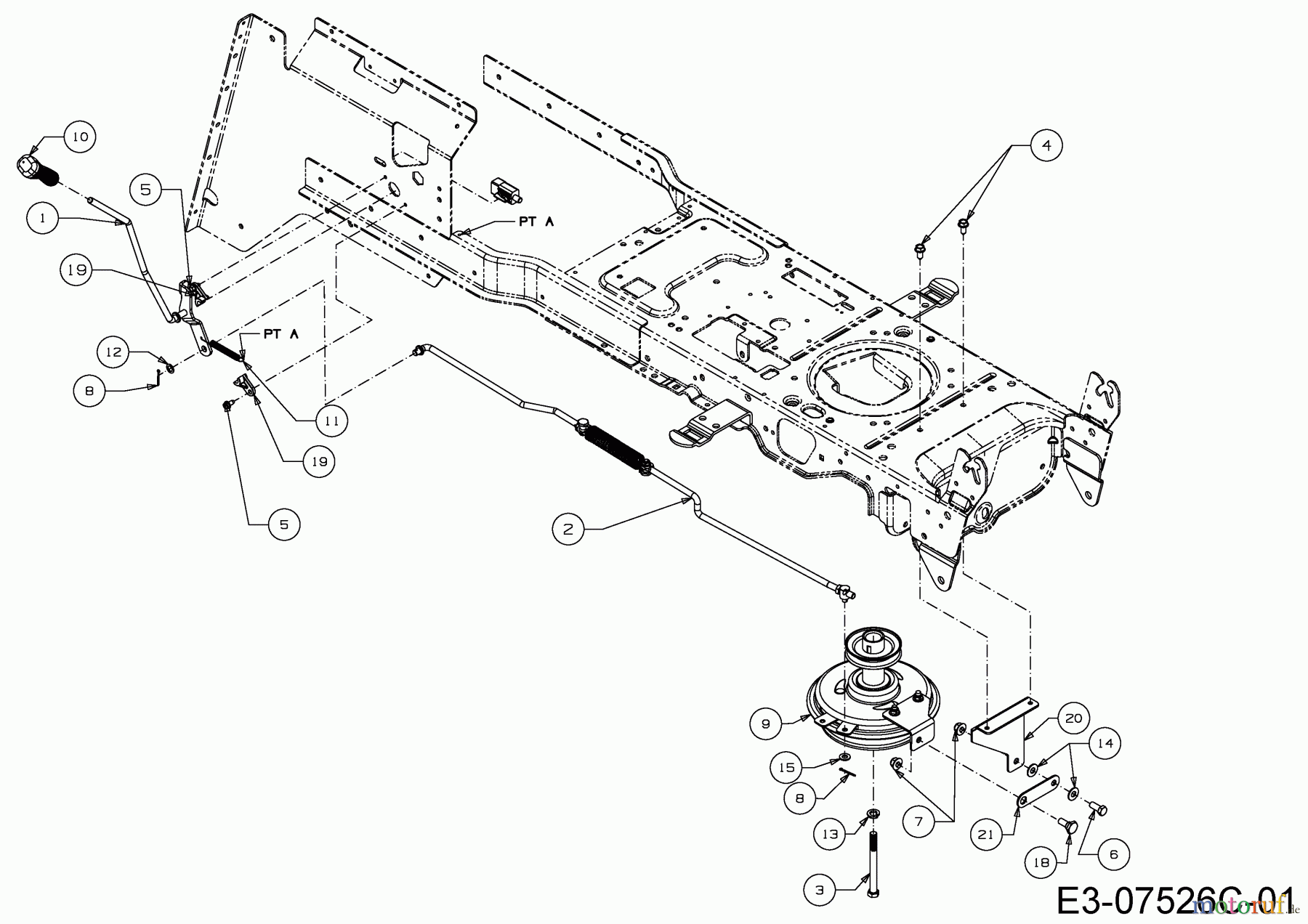 Okay Rasentraktoren Master Cut 105-15/200 H 13HU99KN675 (2015) Mähwerkseinschaltung, Motorkeilriemenscheibe