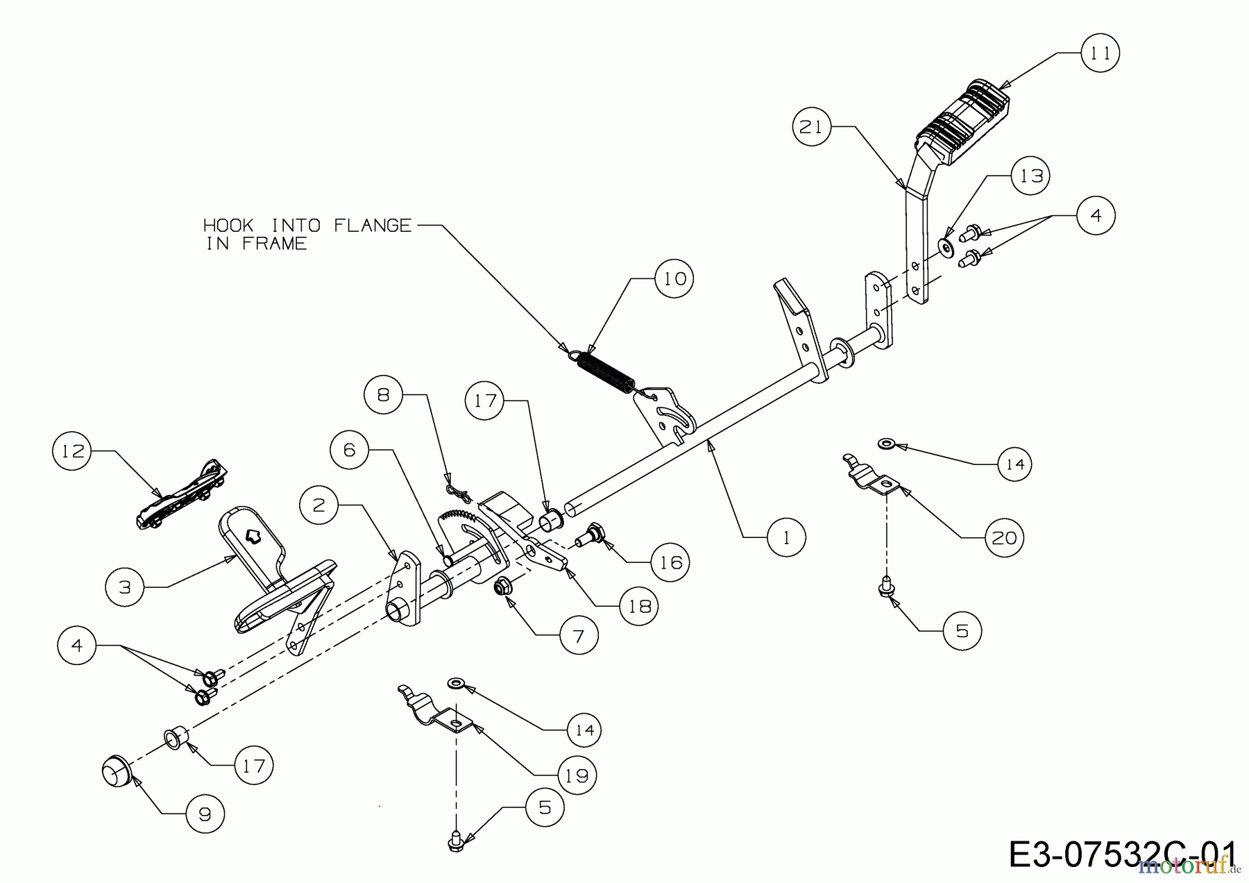 Rasor Rasentraktoren V 180 I 13HT99KE618 (2014) Pedalwelle